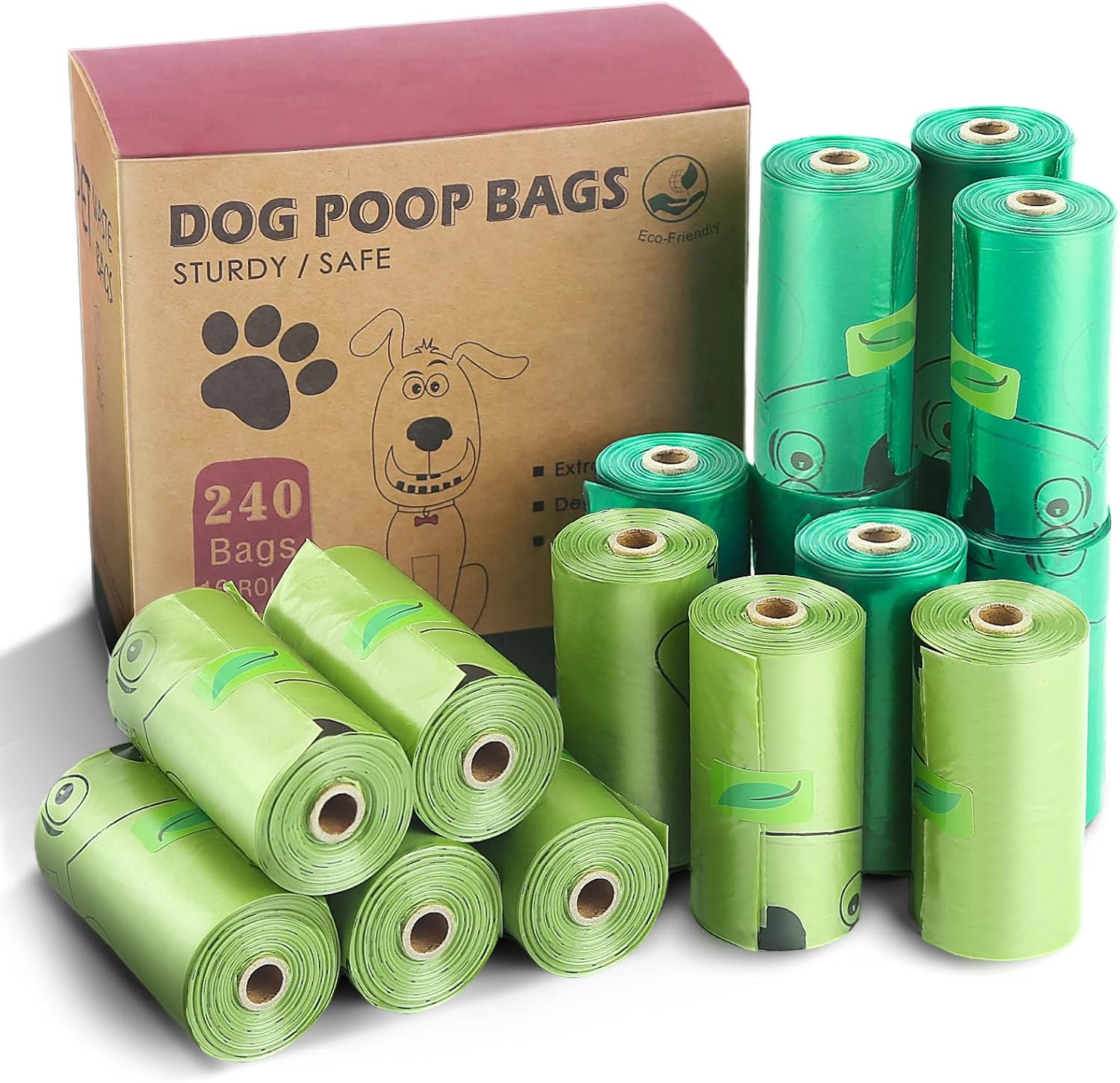 Bolsas para excrementos de perro con 16 rollos, bolsa de basura a prueba de fugas para perro, bolsas extra gruesas para cachorros, bolsas de