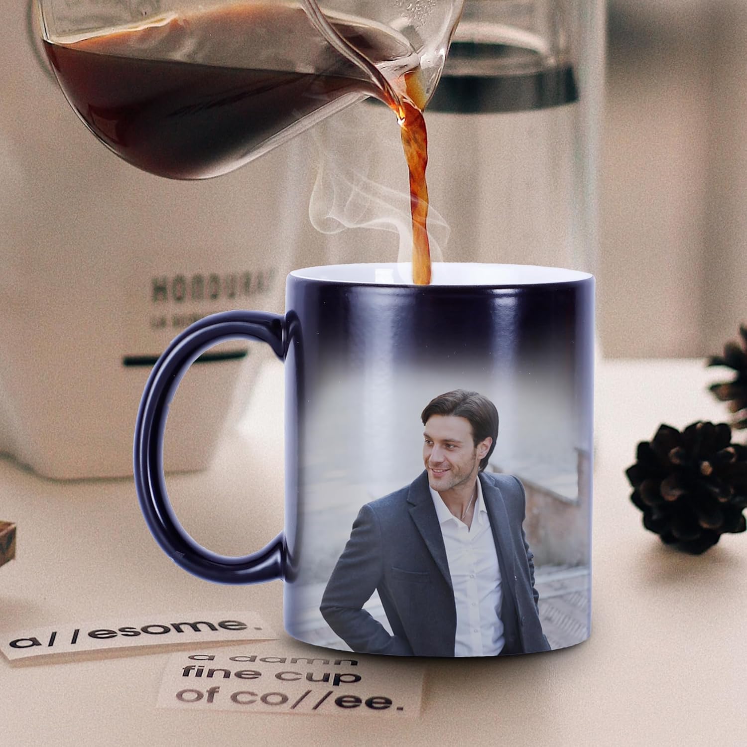 Tazas personalizadas que cambian de color con imágenes de texto fotográfico, regalos personalizados para amigos, familiares, amantes de aniversario,