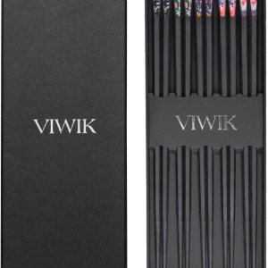 VIWIK Juego de 5 pares de palillos reutilizables de fibra de vidrio de primera calidad, lindo estilo japonés coreano, apto para lavavajillas, 9.5 VIWIK Juego de 5 pares de palillos reutilizables de fibra de vidrio de primera calidad, lindo estilo japonés coreano, apto para lavavajillas, 9.5