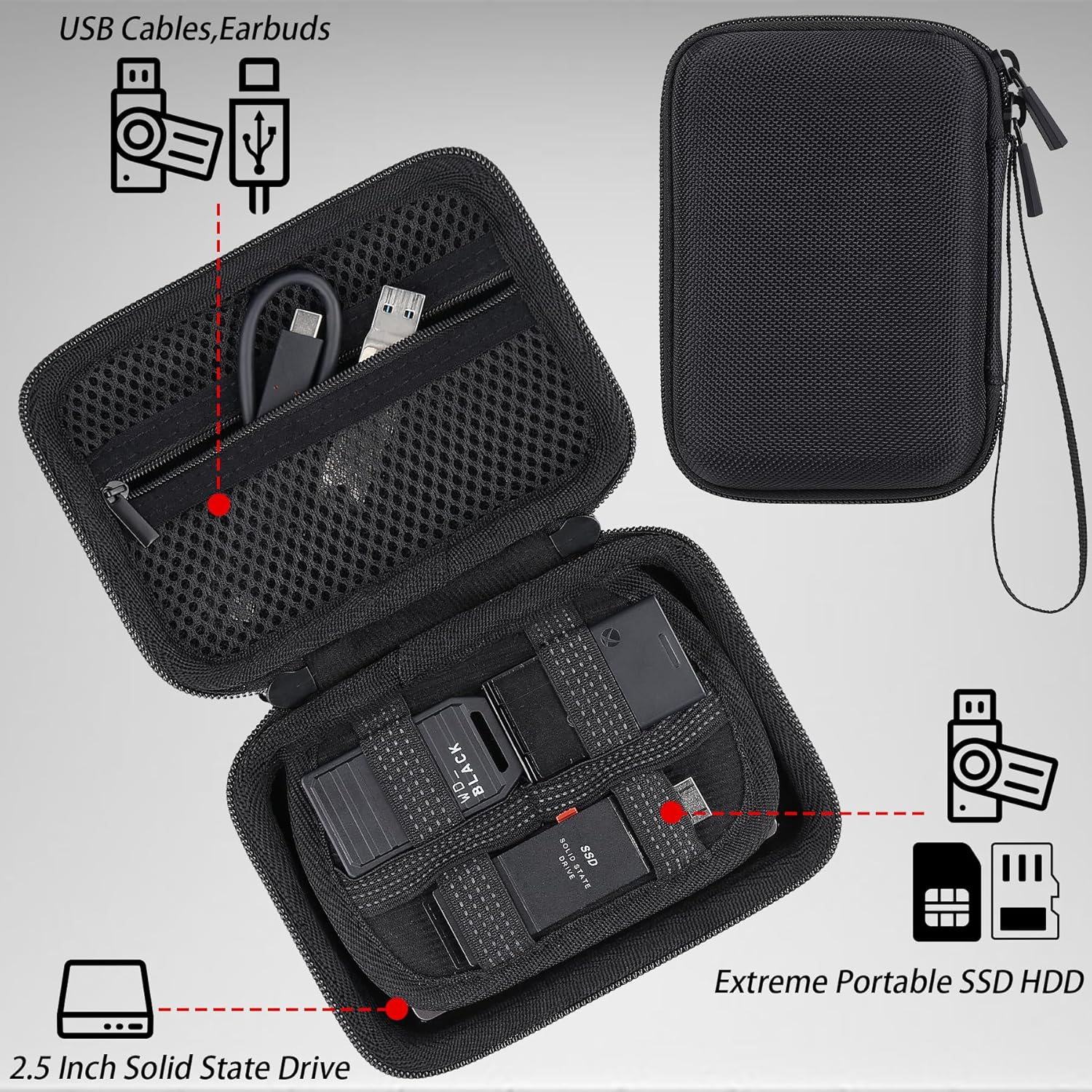 co2CREA Funda rígida compatible con tarjeta de expansión de almacenamiento Seagate Unidad de estado sólido SSD Disco duro externo HDD portátil