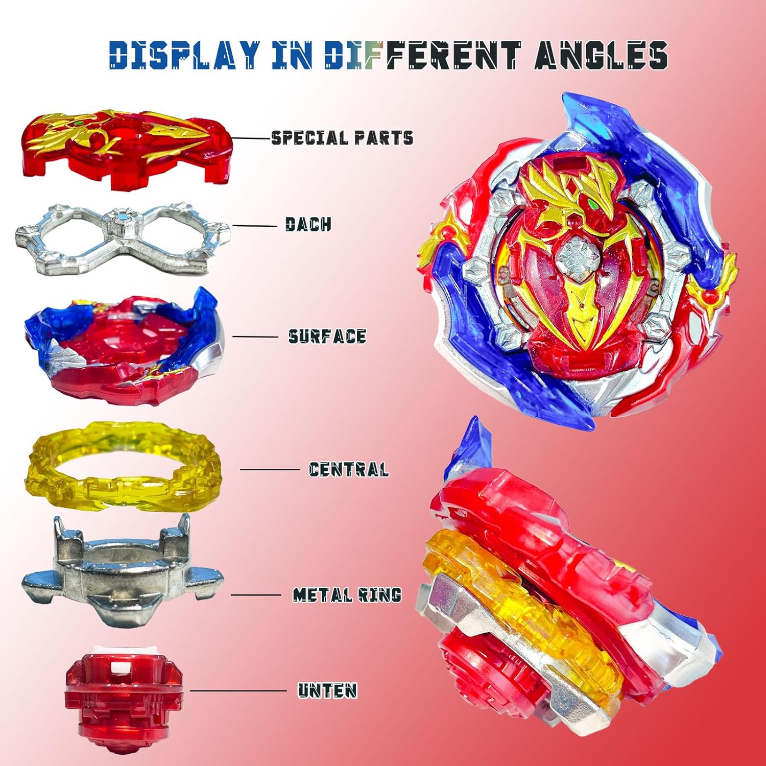 Zelzen Bey Burst Blade Gyro juguete, Bey Metal Fusion Spinning Battling Top Blades con lanzador de cuerda y asa, juegos de lucha de cumpleaños para
