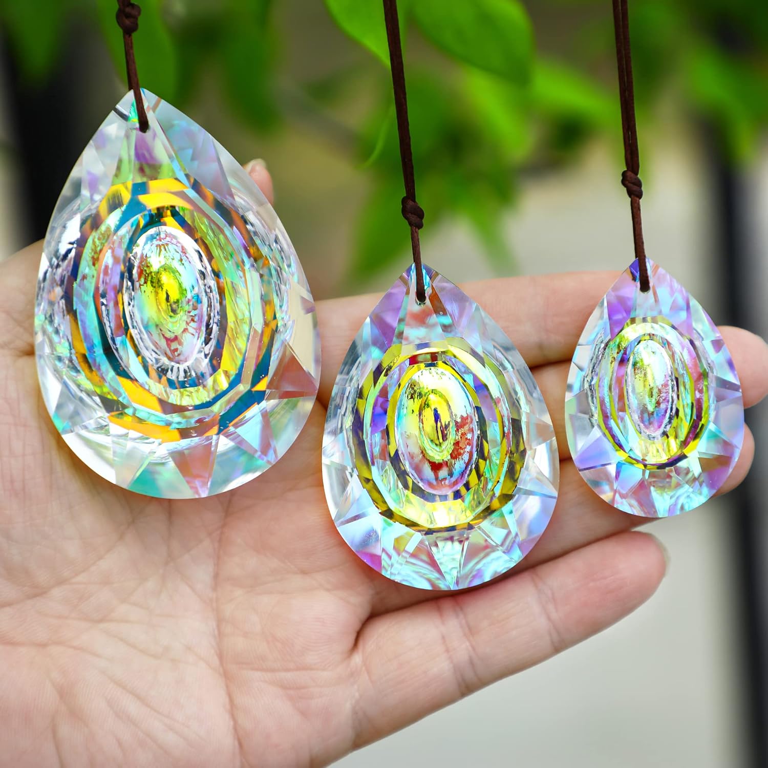 Prismas de cristal para colgar en la ventana, atrapa el sol, revestimiento AB para fabricante de arco iris, prismas de cristal, colgante para