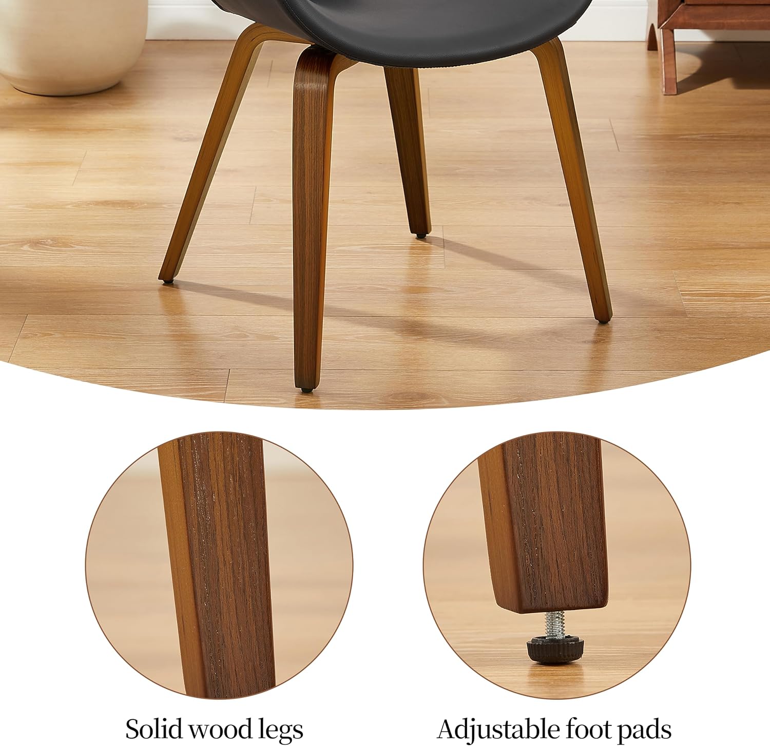 Art Leon Silla de escritorio sin ruedas, silla decorativa moderna de mediados de siglo, silla de escritorio de piel sintética para oficina en casa