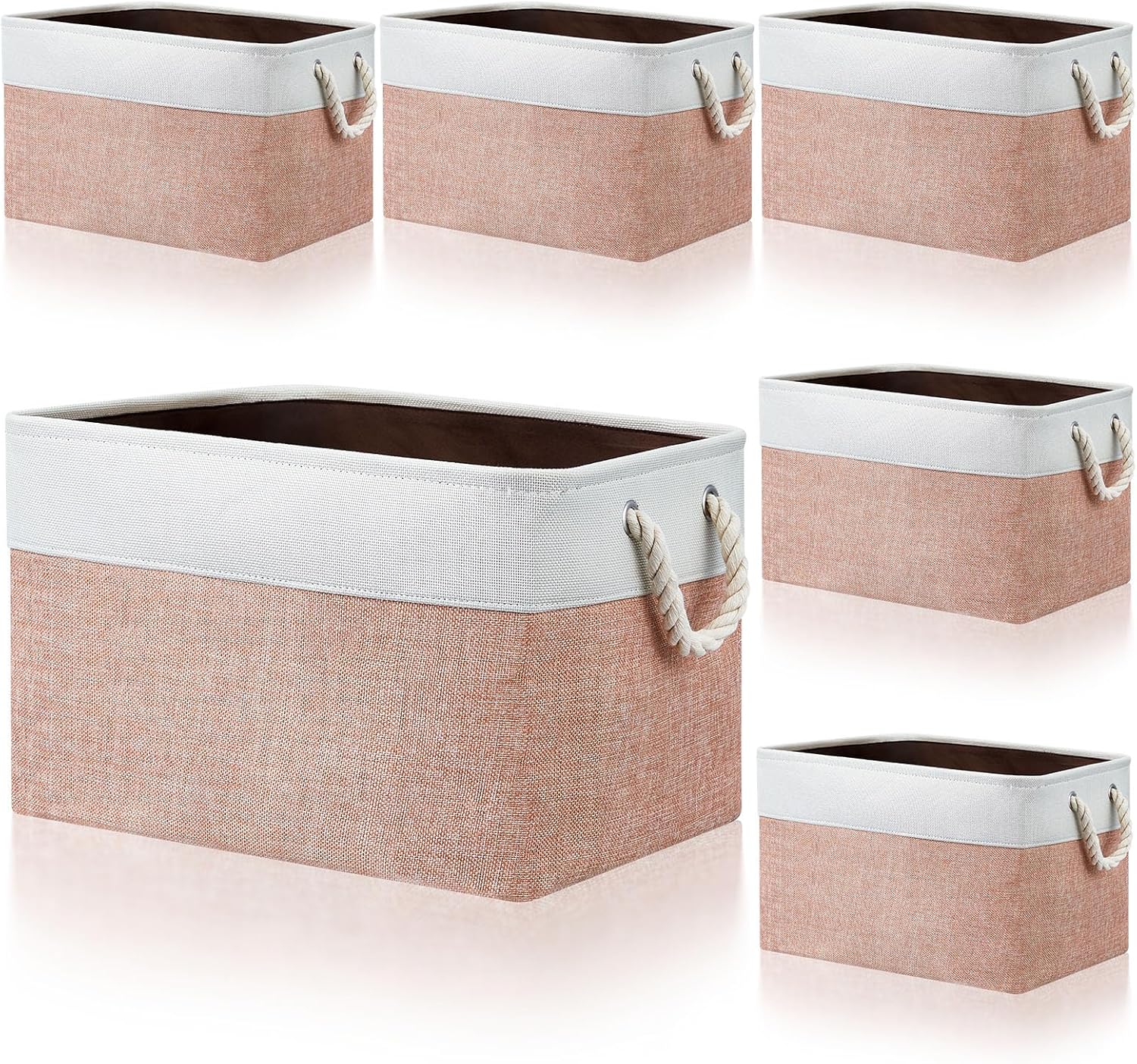 6 cubos de almacenamiento pequeños plegables con asas de transporte resistentes, multiusos, organizador para el hogar, oficina, guardería (blanco,