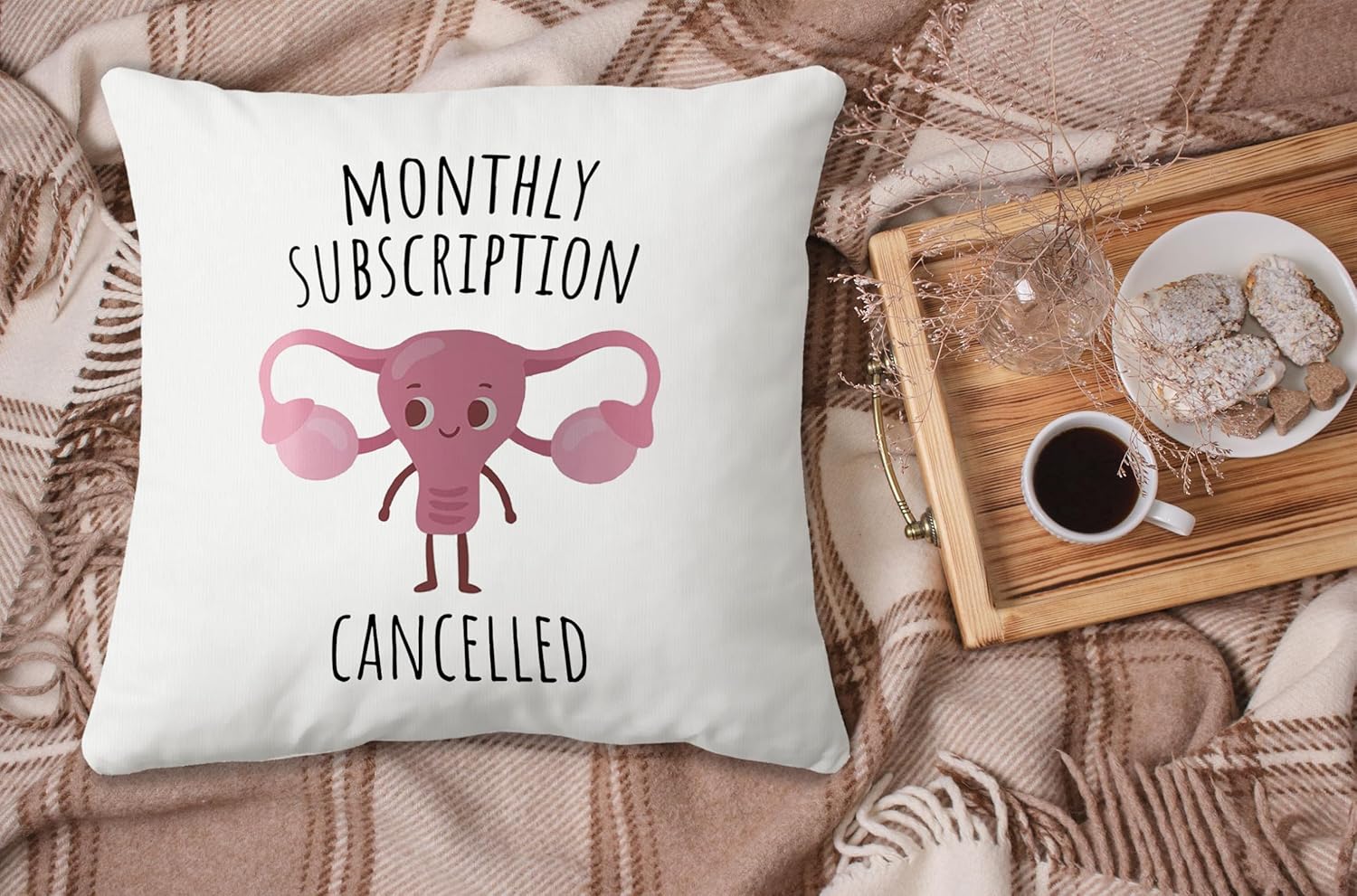 Funda de almohada con suscripción mensual de histerectomía cancelada, 18 x 18 pulgadas, histerectomía para mujeres, funda de cojín decorativa,