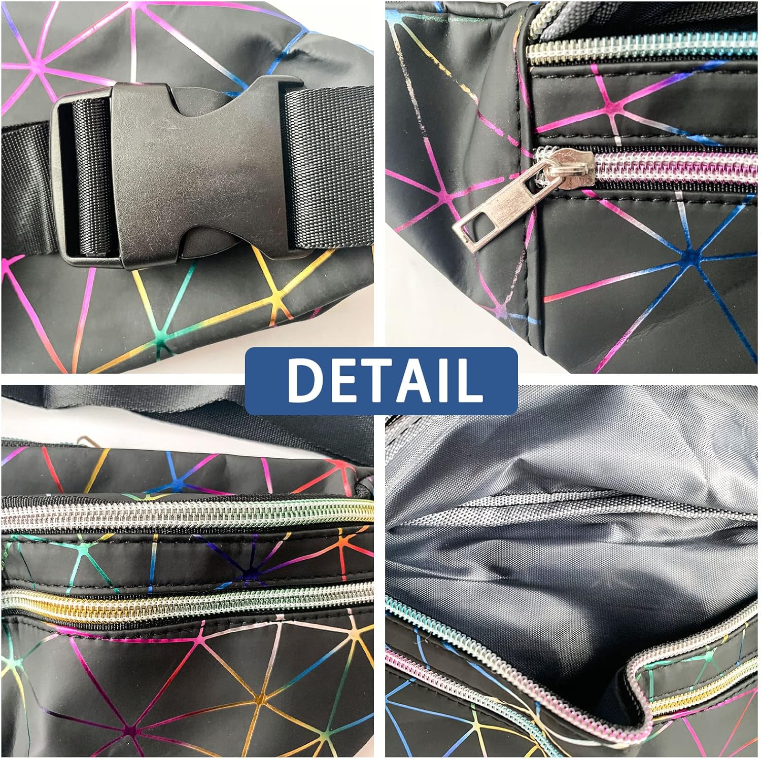 Riñonera de piel sintética, impermeable, ligera, para mujer, Negro -, Riñonera