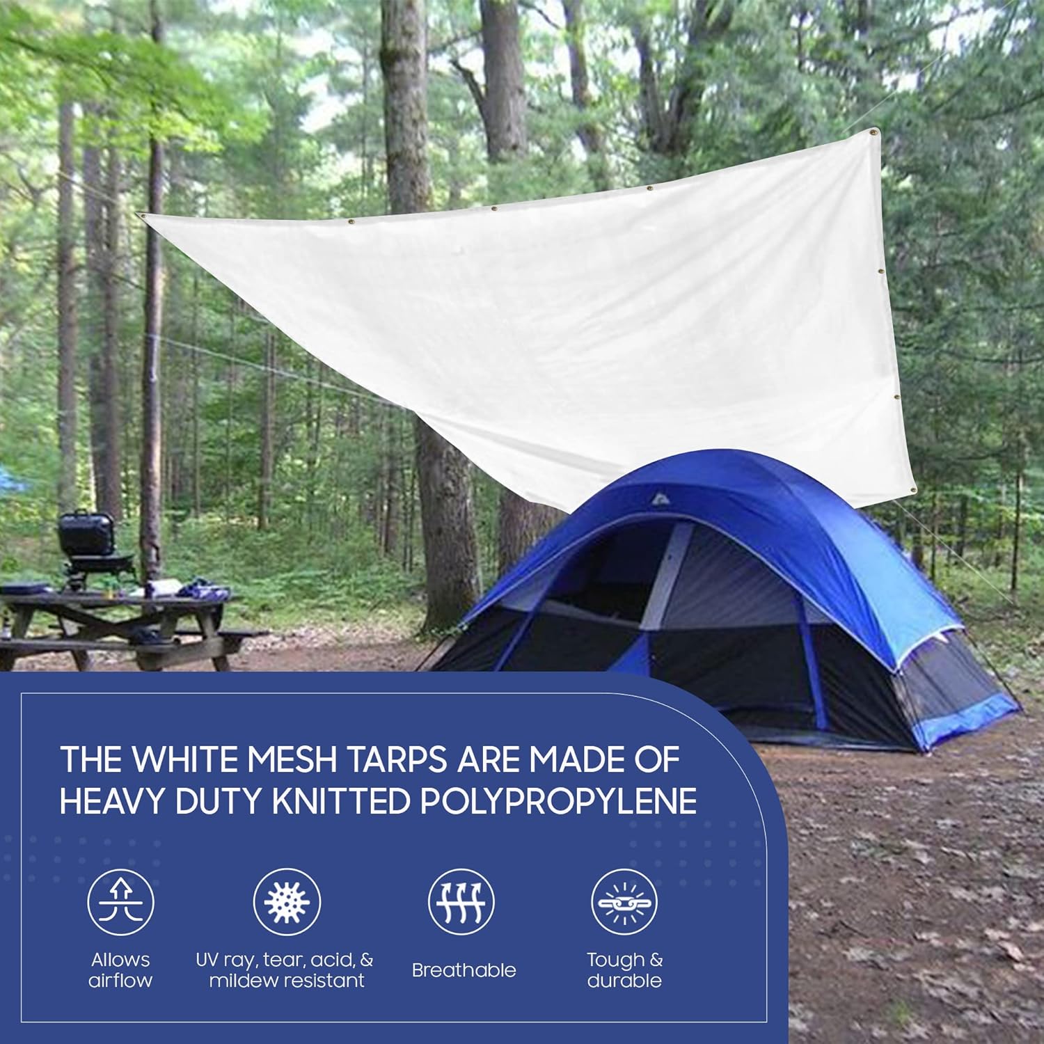 Tarps Now Lona de malla resistente, (8 x 10 pies) con 75% de sombra y ojales de latón, lona protectora multiusos con flujo de aire para amarres,