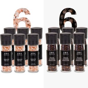 The Spice Lab Juego de molinillo de sal rosa del Himalaya y granos enteros de pimienta Tellicherry  Descubre el exquisito sabor de la sal rosa del The Spice Lab Juego de molinillo de sal rosa del Himalaya y granos enteros de pimienta Tellicherry  Descubre el exquisito sabor de la sal rosa del