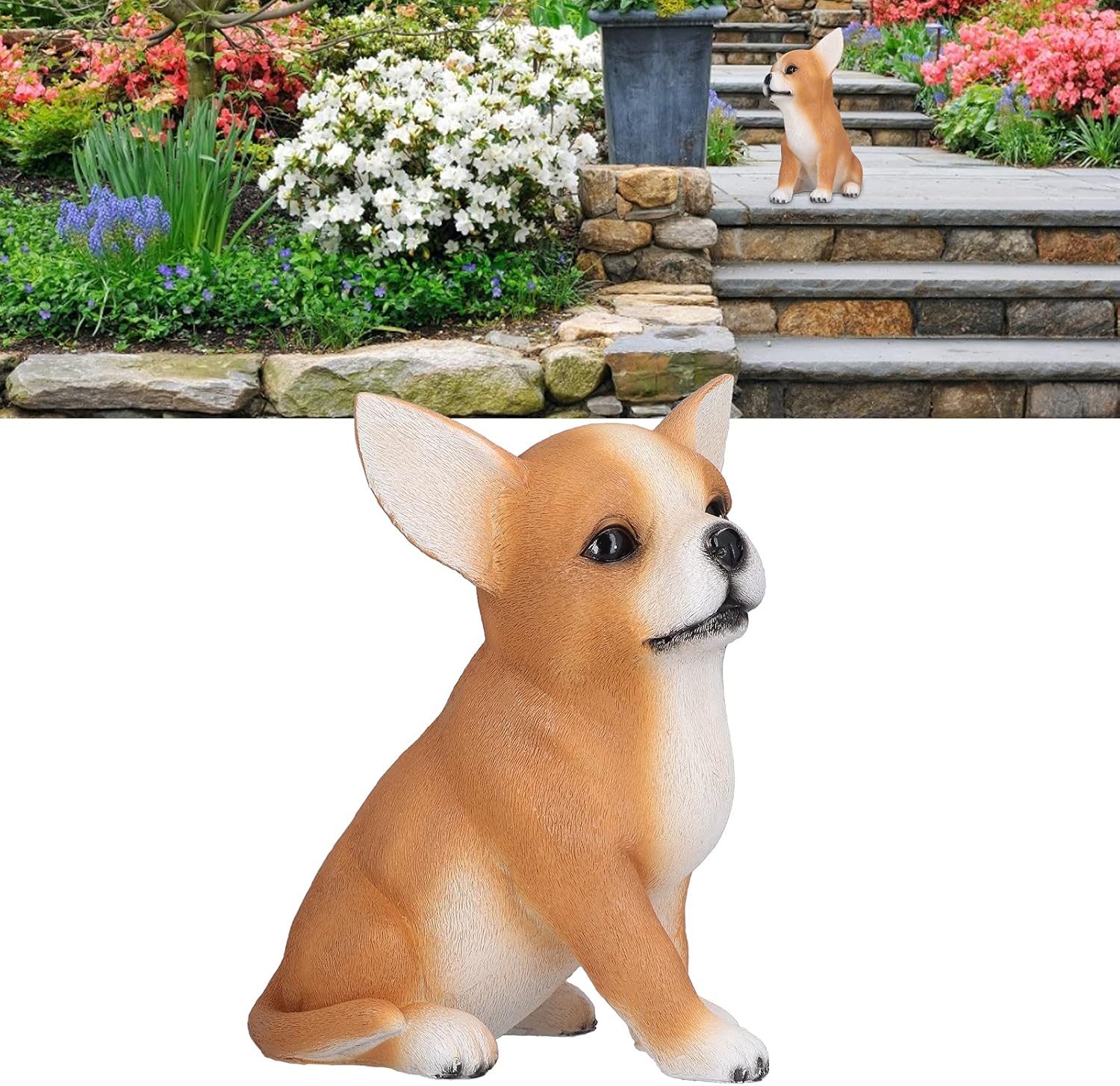 Estatuas de perro de jardín para decoración al aire libre, escultura de perro de resina con forma de animal, adornos de perro para patio, césped,