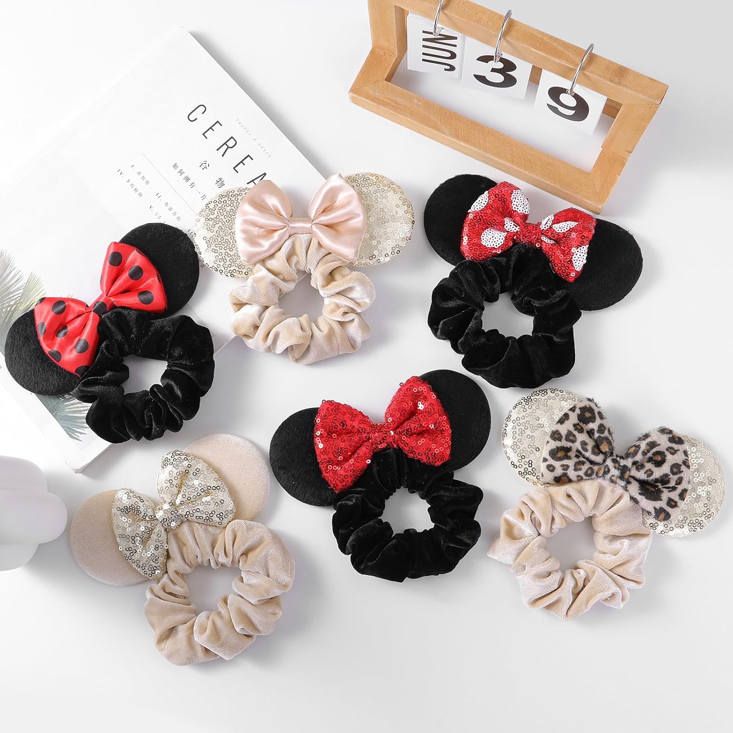 6 piezas de orejas de ratón con lazos brillantes para fiestas de cumpleaños, eventos temáticos, un complemento perfecto para tus artículos
