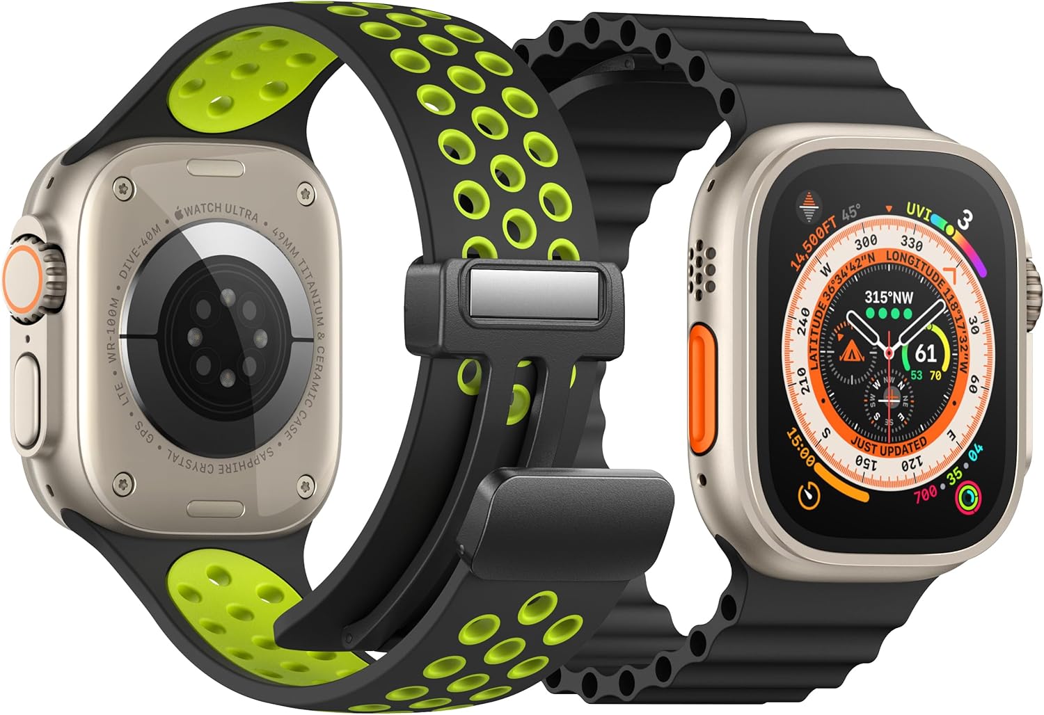 Correa deportiva magnética de entrenamiento para Apple Watch de 1.929 in, 1.772 in, 1.732 in, 1.654 in, 1.614 in, 1.575 in, 1.496 in, silicona