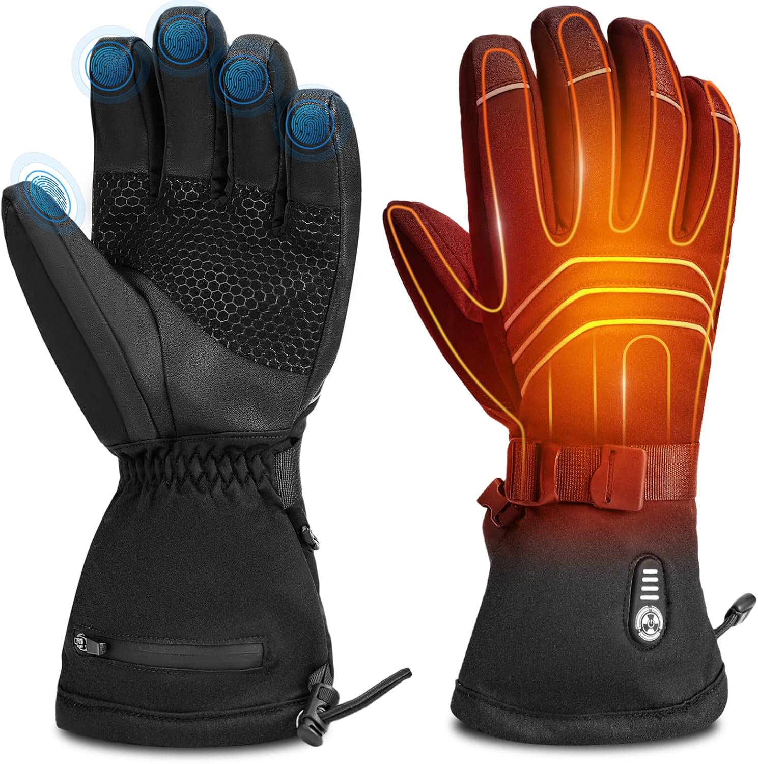 Heated Gloves for Men Women – 7.4V 23.68 WH Battery Rechargeable Heating Ski Gloves, Electric Gloves for Winter Outdoor Work Skiing Hiking Camping