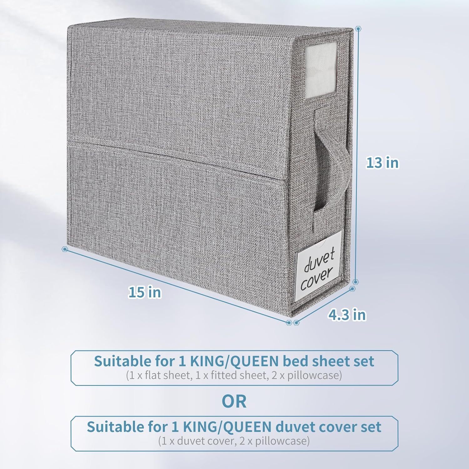 YUOROS Juego de sábanas plegables para organizar sábanas (tamaño Queen o King) de tela para sábanas, fundas de edredón y fundas de almohada,