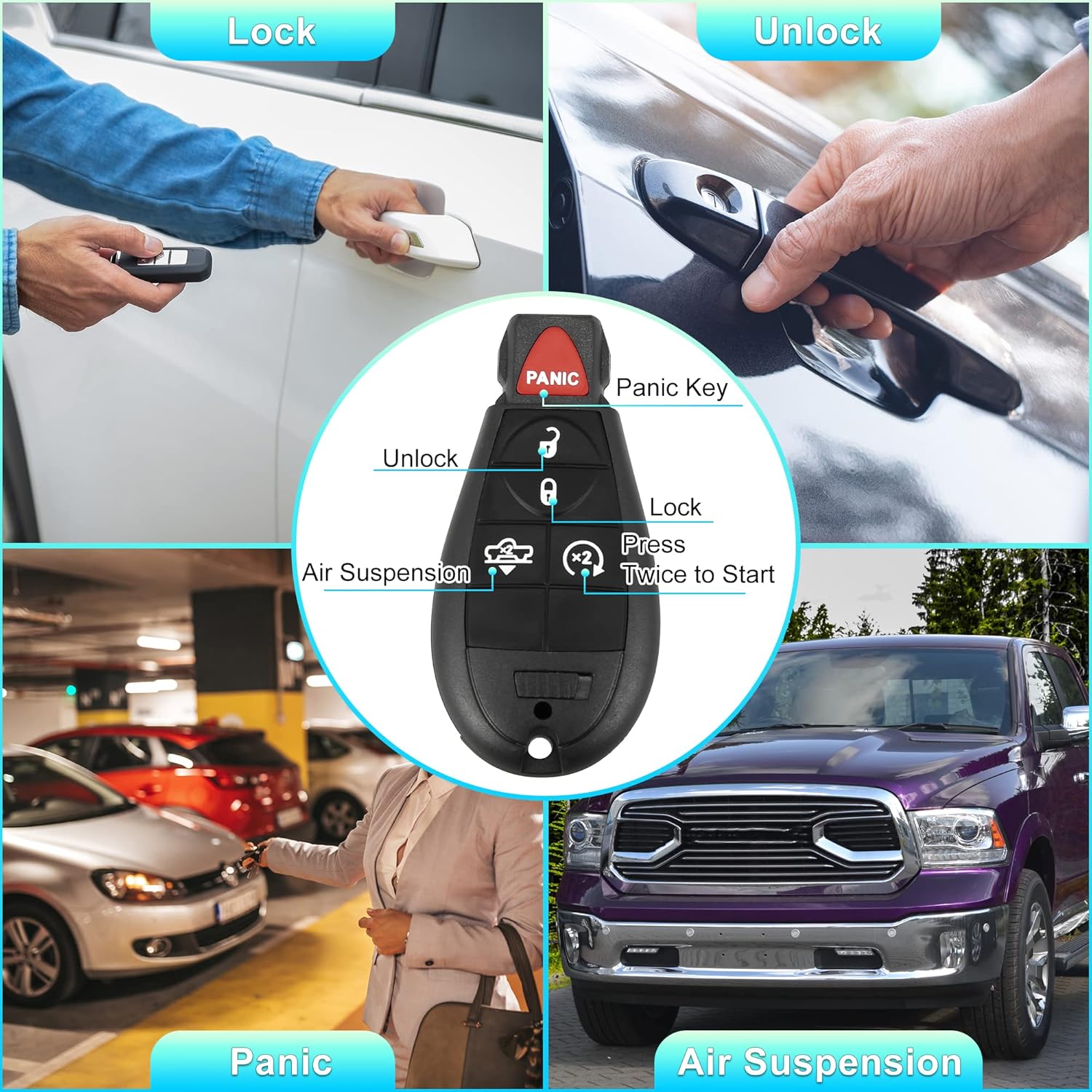 X AUTOHAUX 2 piezas GQ4-53T 433Mhz reemplazo de proximidad inteligente sin llave remoto de entrada remoto para Dodge para Ram 1500 2500 3500