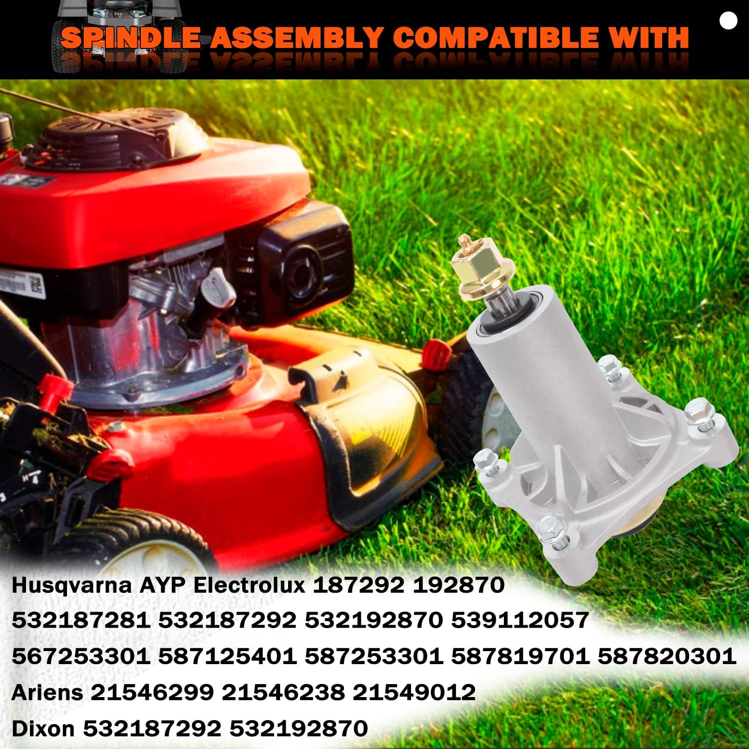 KOOTANS Paquete de 2 ensamblajes de husillo de cortacésped 187292 192870 para Husqvarna YTH22V46 YTH24V48 587820301 532187281 539112057 587125401