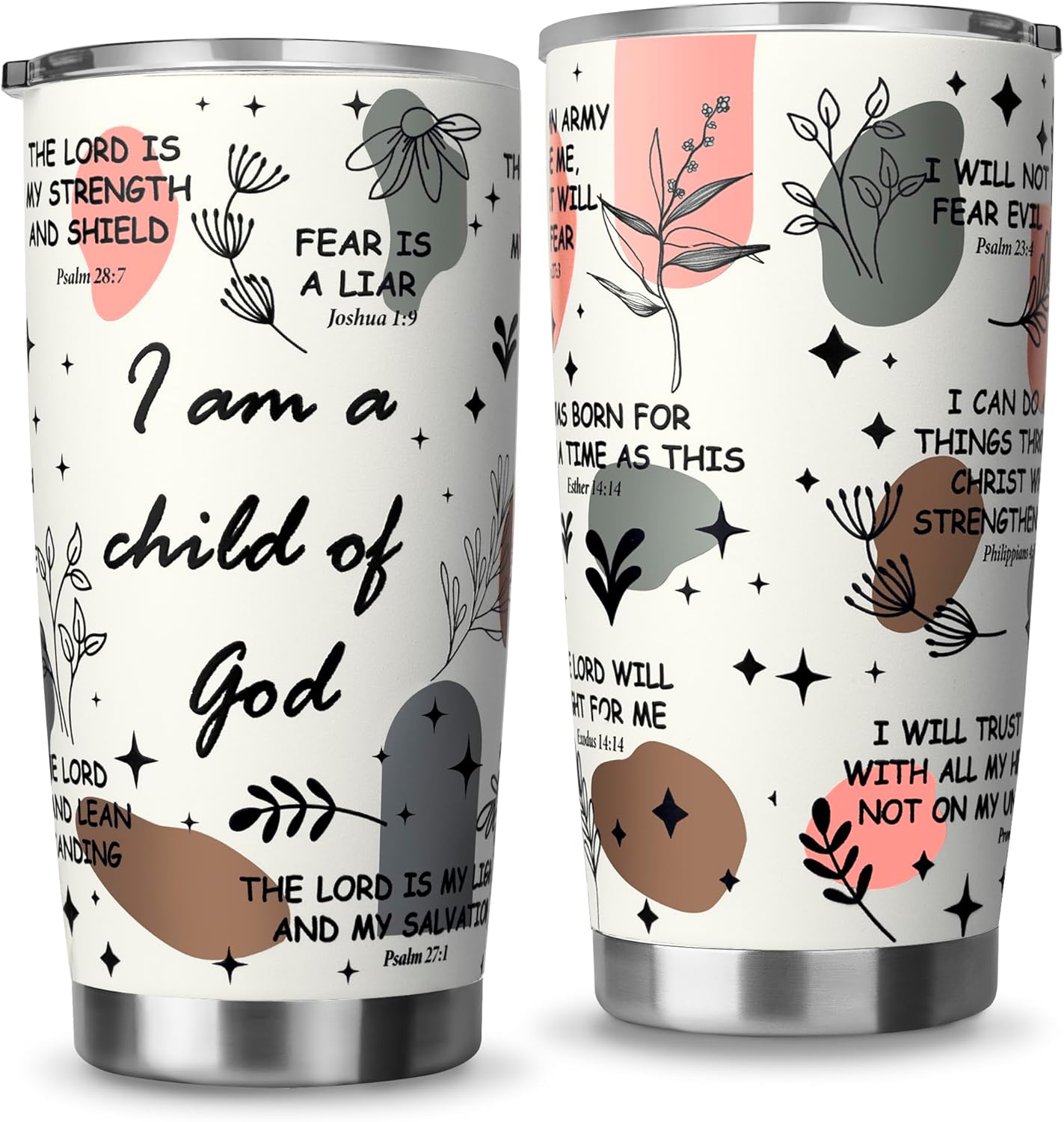 Regalos cristianos para mujer, vaso de acero inoxidable de 20 onzas, regalo inspirador de fe religiosa Jesús Dios, versículo bíblico