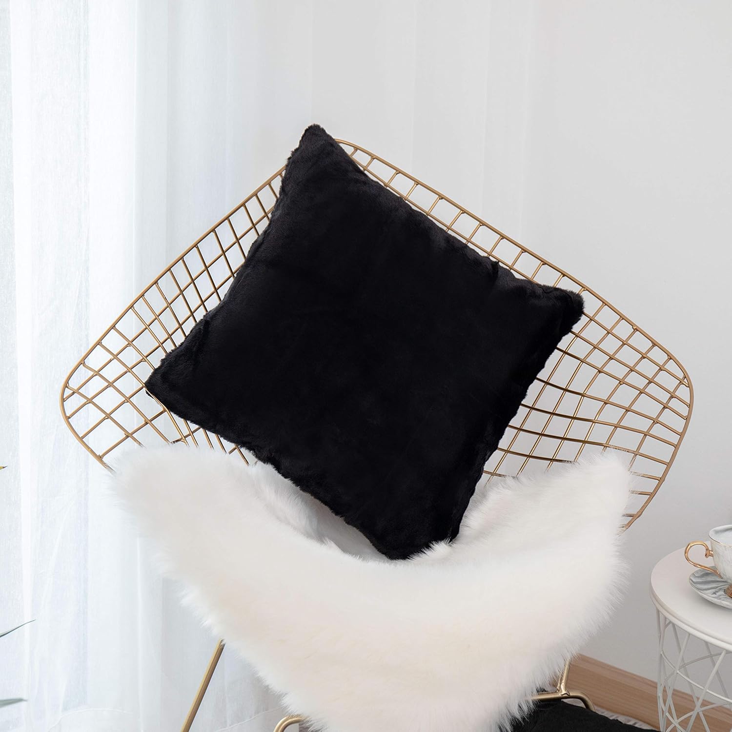 Home Brilliant Sheepskin Throw Fundas de almohada