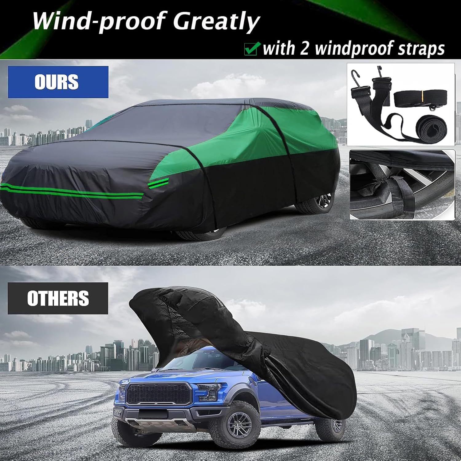 Big Ant Funda impermeable para automóvil para todo tipo de clima, ajuste universal para sedán, Ford Mustang, Chevy CamaroMalibu, Kia Optima, Hyundai