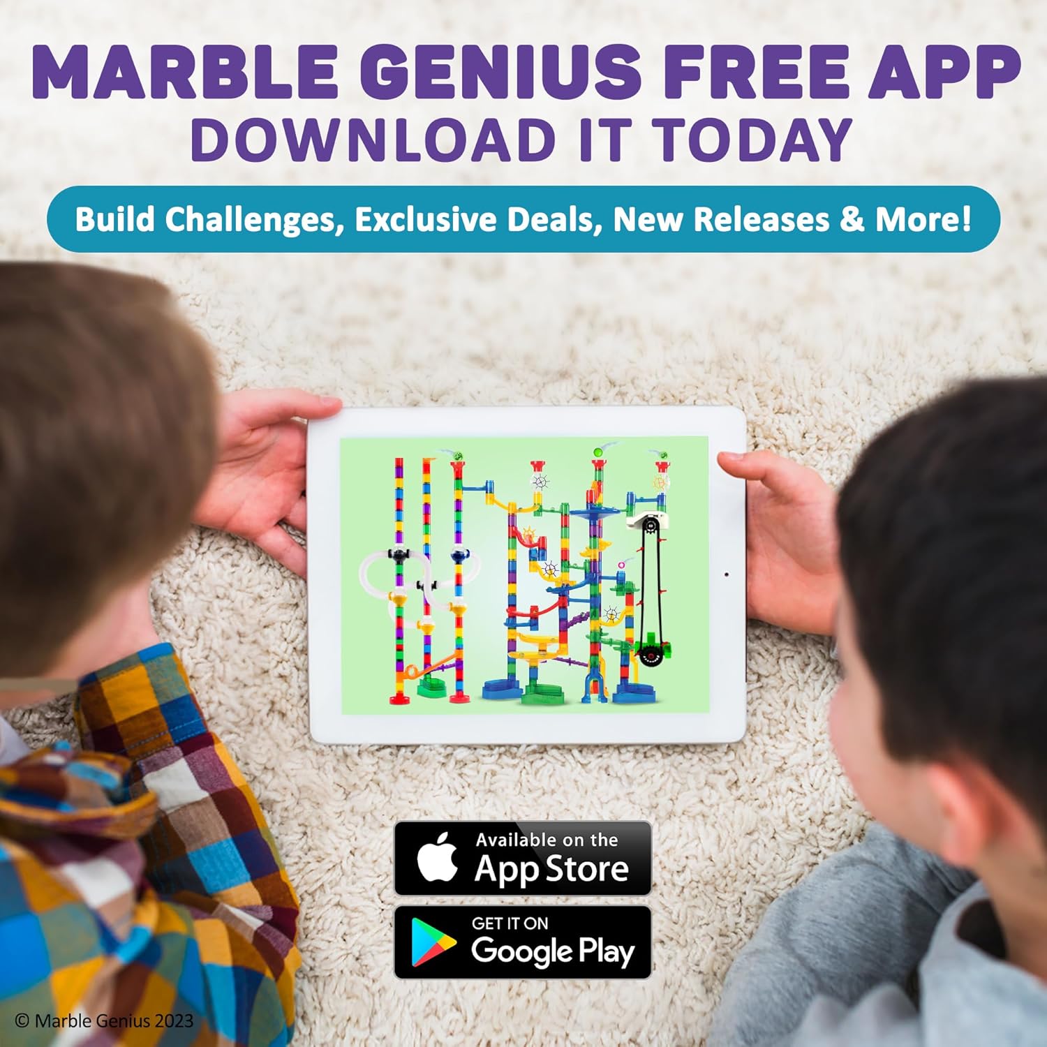 Marble Genius Paquete Marble Run Space Elevator con canicas brillantes de vidrio y elevación automática de cadena, experimente la emoción de las