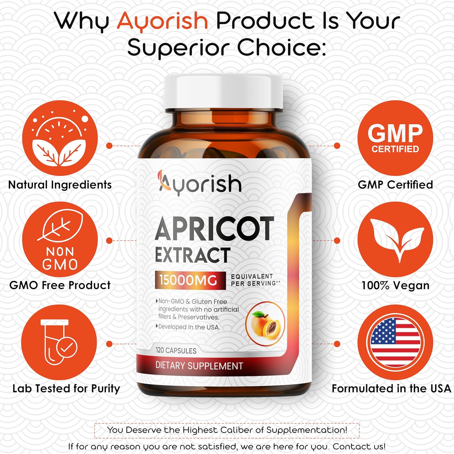 Cápsula de albaricoque 151 (120 cápsulas vegetales) 1000 mg Porción