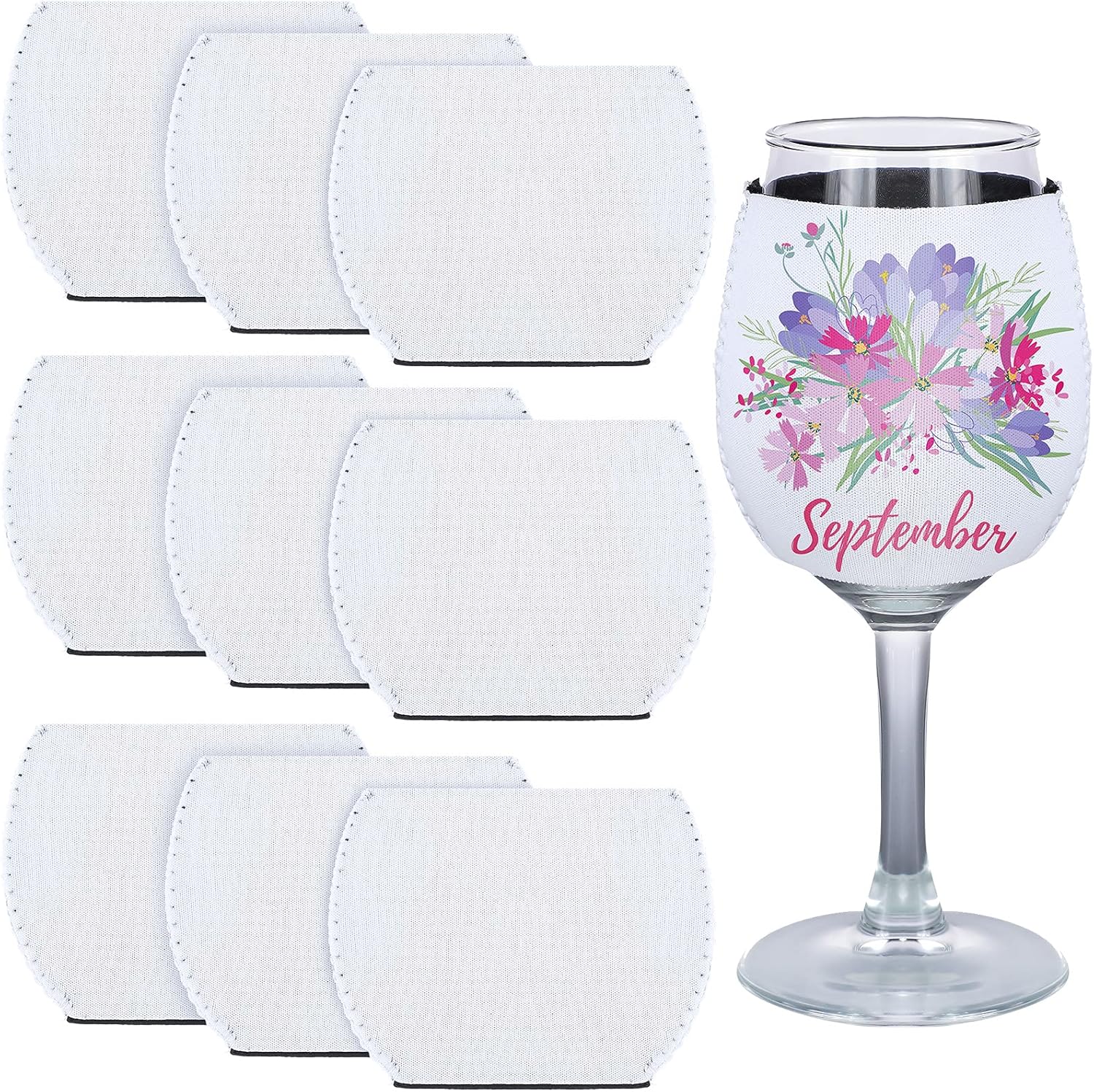Patelai Funda aislante para copa de vino en blanco para suministros de adornos de copas de vino, 4.5 x 3.3 pulgadas