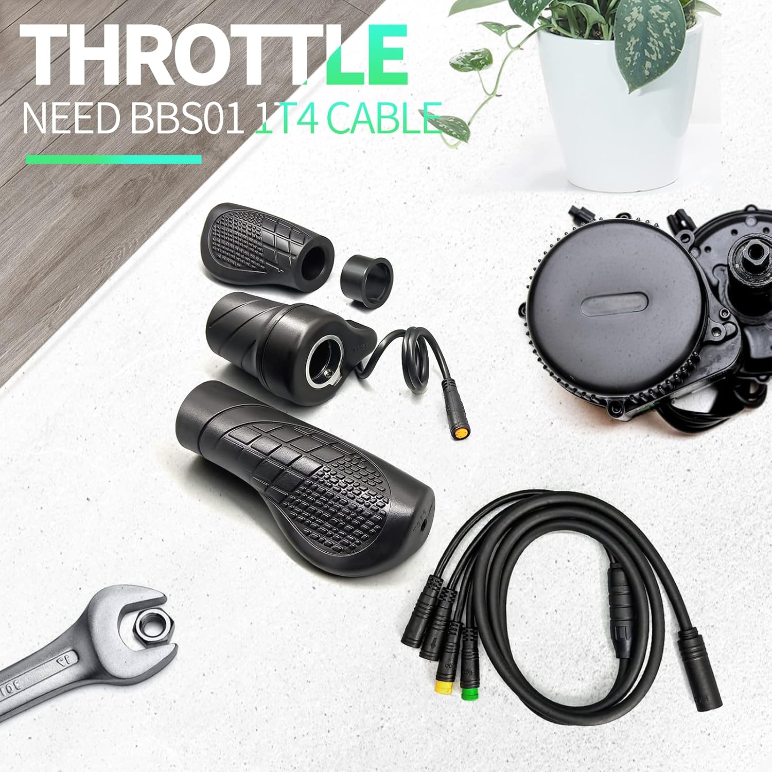 MUSELK Bicicleta eléctrica 20X Full Half Twist Acelerador Mango derecho Acelerador 3PIN Conector hembra para BBS01 BBS02 BBSHD Mid Motor Acelerador