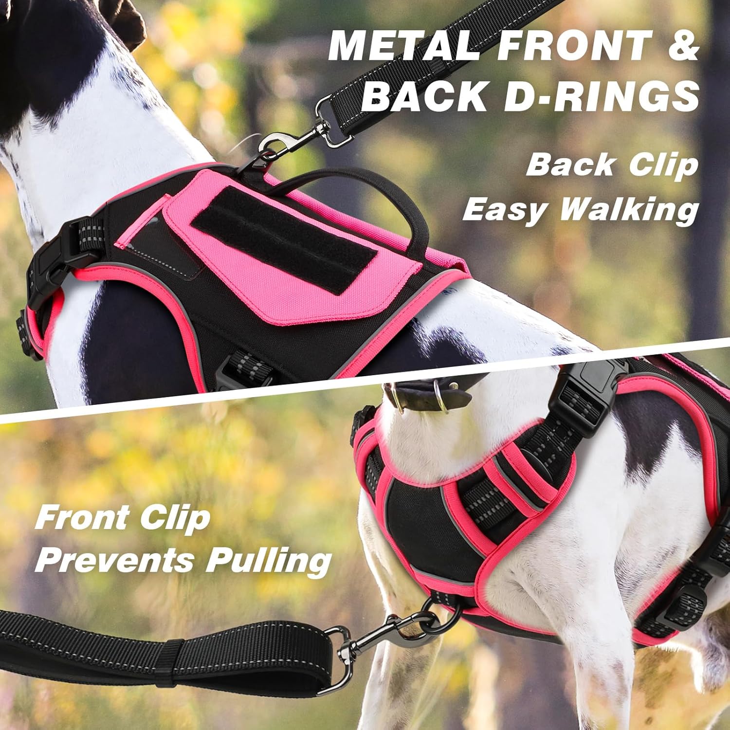 WINGOIN Arnés táctico para perros pequeños, arnés antitirones con asa, 2 bolsillos, chaleco reflectante para perro, hebilla de metal, arnés