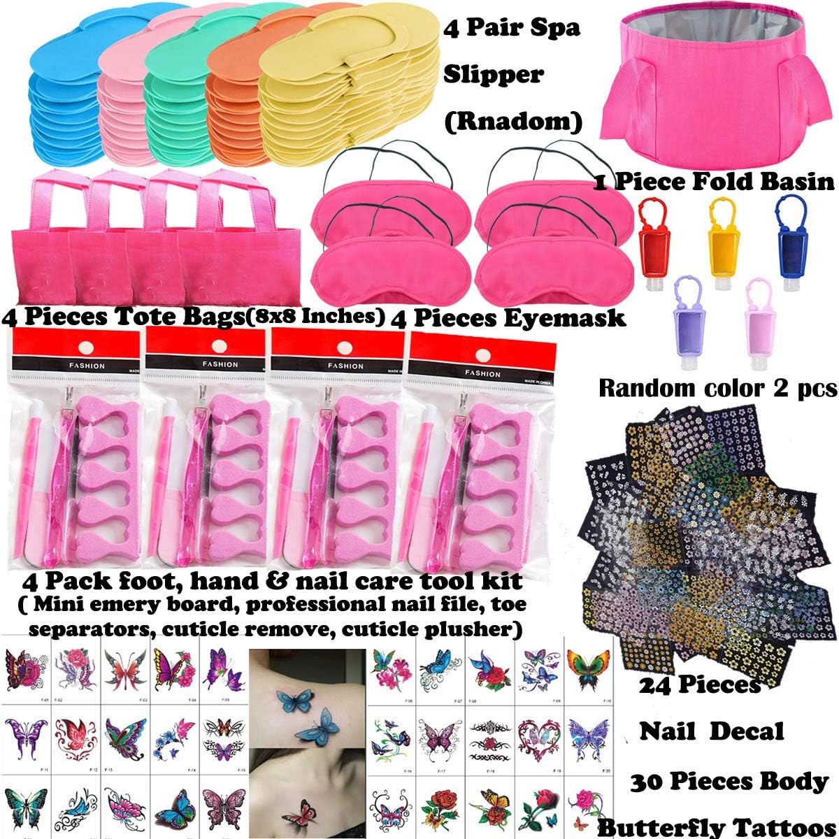 NimJoy Suministros de fiesta de spa para niñas, recuerdos para la experiencia de spa de niños, más de 80 piezas de kit de spa múltiple con máscaras