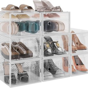 Organizador grande de zapatos, paquete de 8, tiene capacidad para hasta 12 pares de zapatero más grueso con divisores interiores extraíbles para Organizador grande de zapatos, paquete de 8, tiene capacidad para hasta 12 pares de zapatero más grueso con divisores interiores extraíbles para