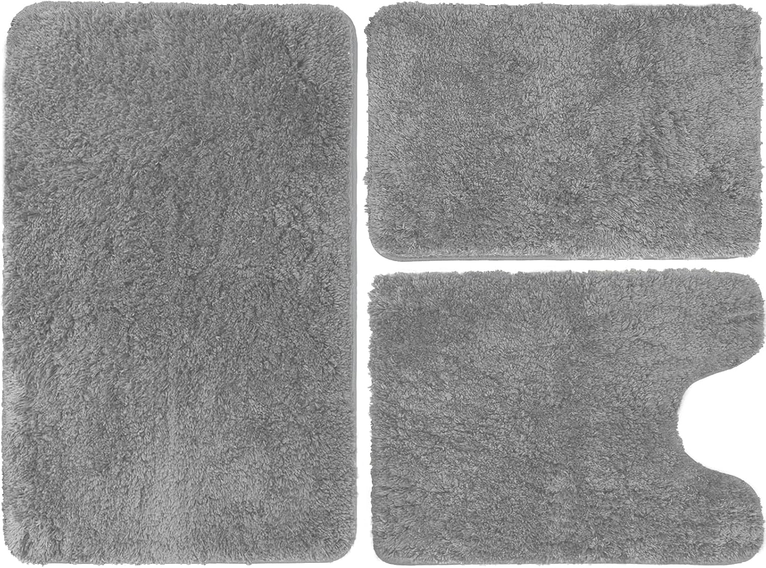 Juego de alfombras de baño de 3 piezas, alfombras de baño suaves y absorbentes, alfombra de baño de contorno en forma de U con respaldo de goma