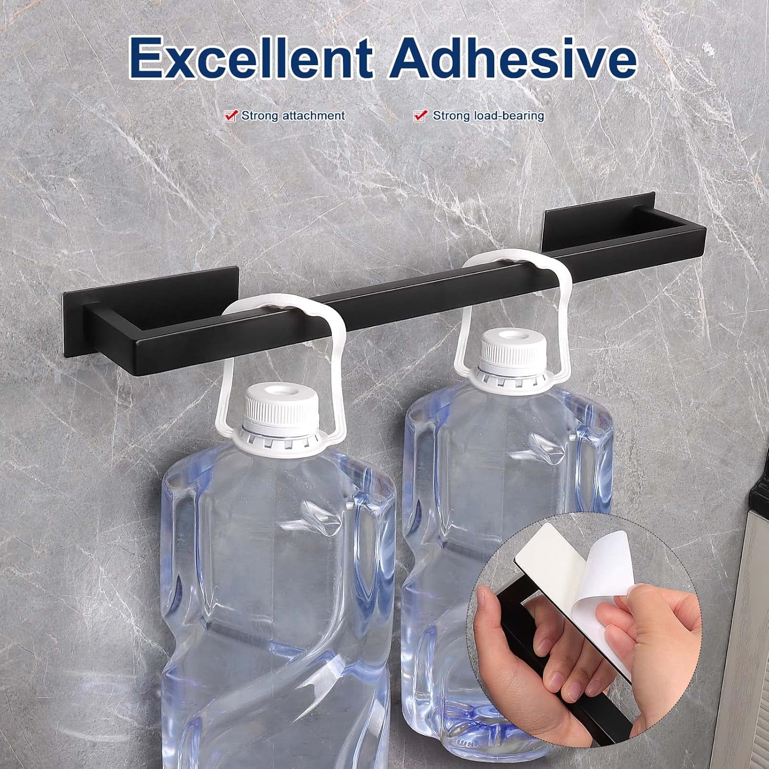 NearMoon Toallero de baño autoadhesivo cuadrado de acero inoxidable, estante de pared para colgar en el colgador adhesivo, estilo contemporáneo, sin