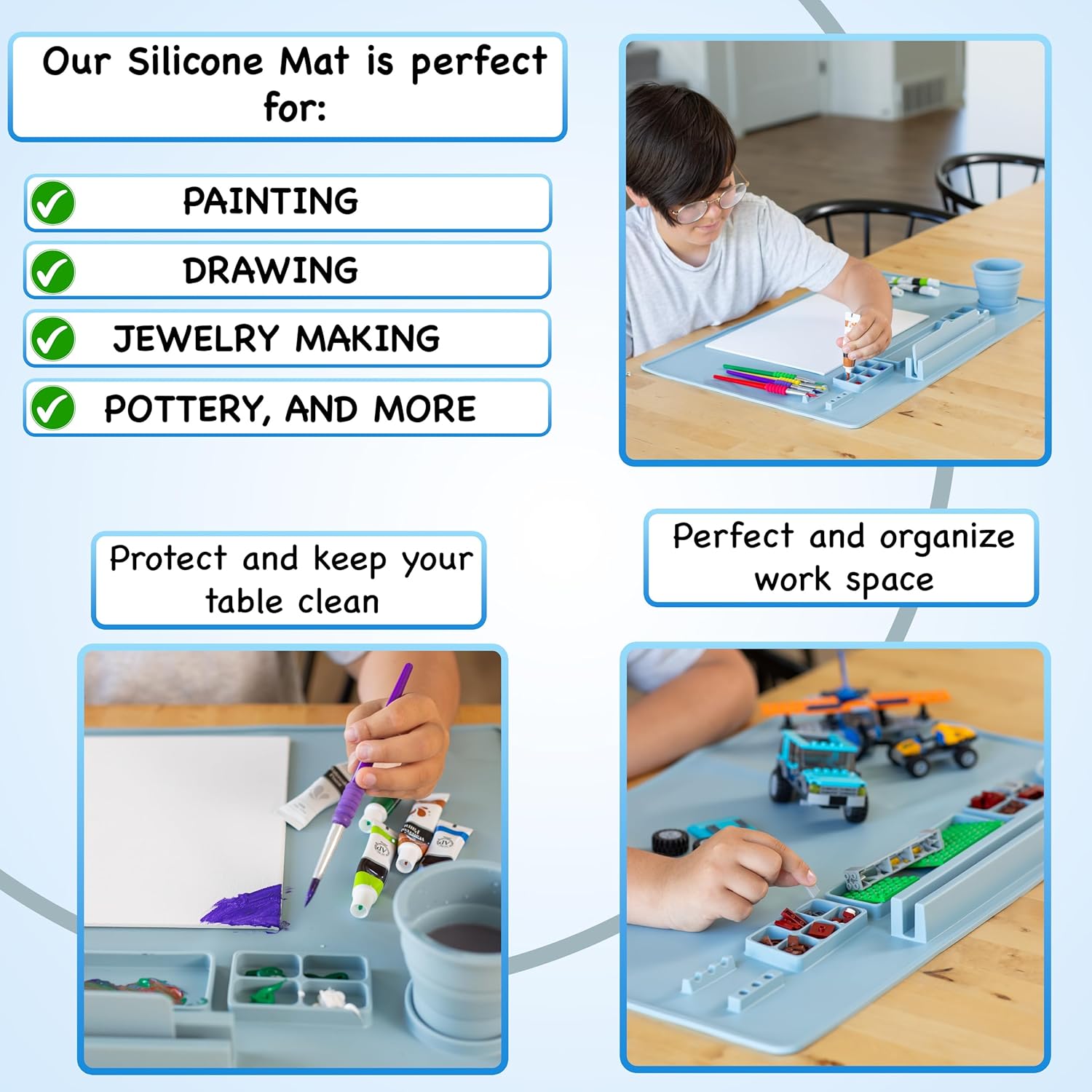 Tapete de silicona multiusos para manualidades, tapete de pintura para niños, tapete de arte para adultos, tapete grande y grueso para artista,