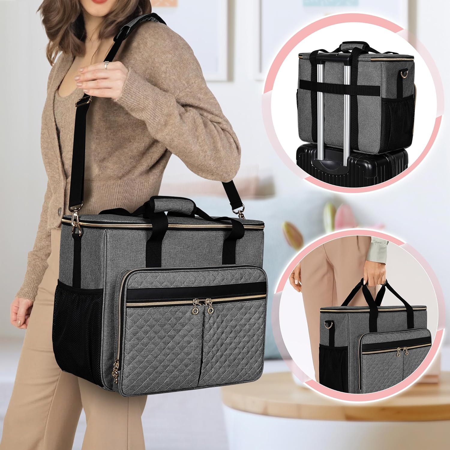 Luxja Bolsa de manualidades para suministros de álbumes de recortes (se adapta a álbumes de recortes de 12 x 12 pulgadas y portátil de 15.6