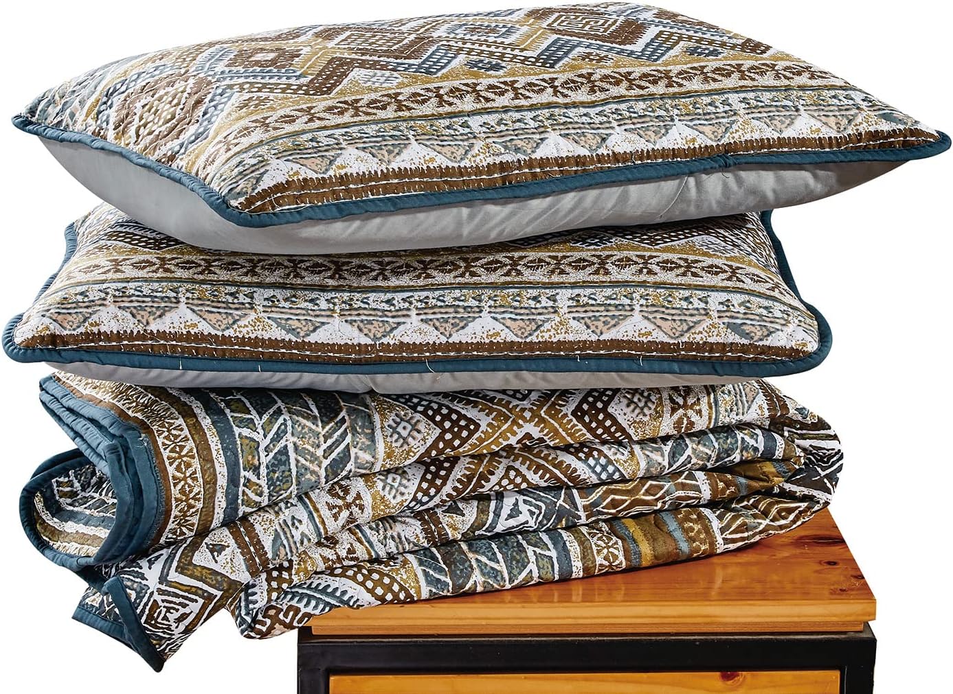 Chezmoi Collection Juego de ropa de cama de 3 piezas Southwestern Native Tribal Boho multicolor microfibra impresa, tamaño Queen