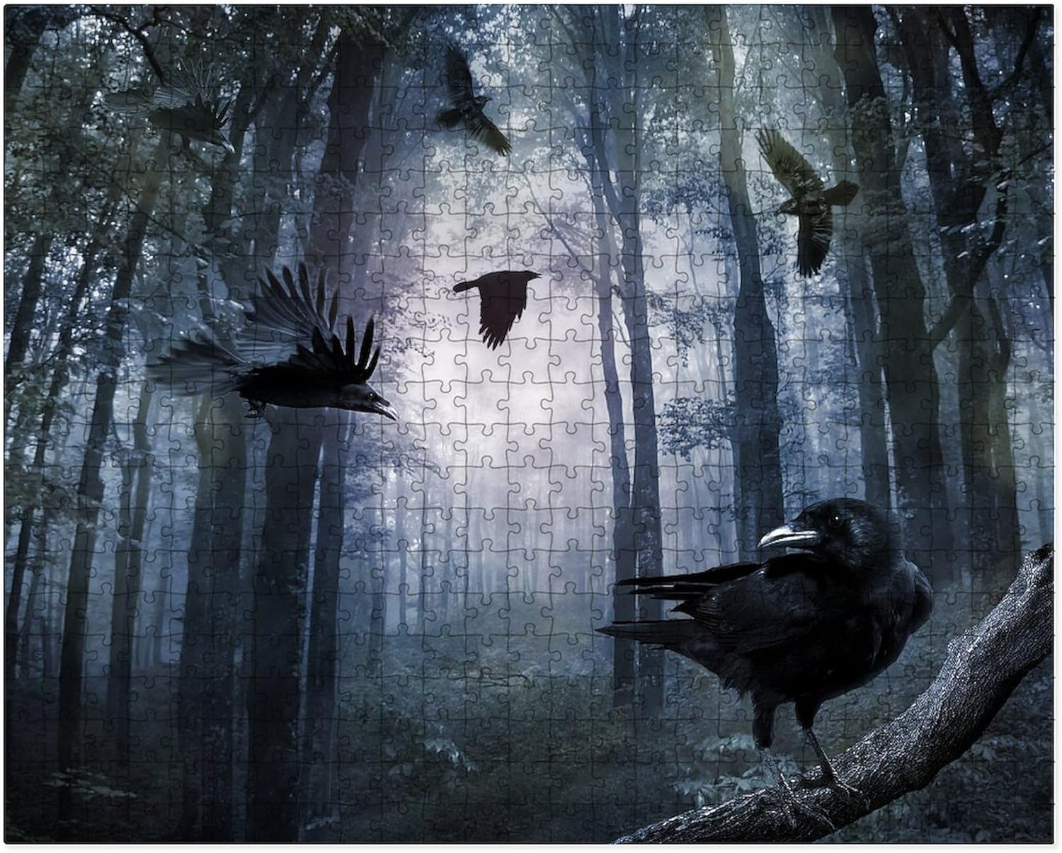 CafePress Misty Forest Crows – Rompecabezas grande, 500 piezas