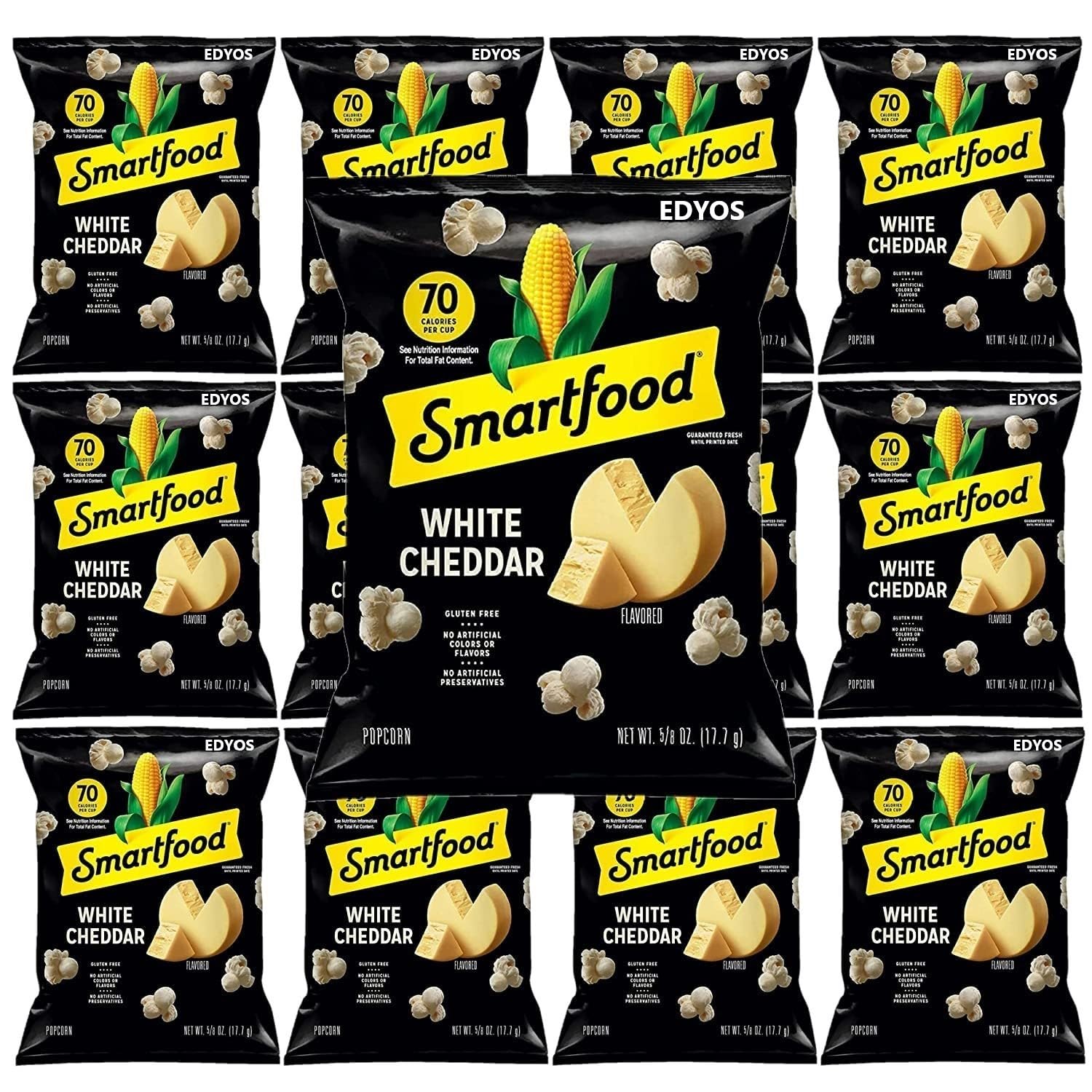 EDYOS Smartfood Palomitas de maíz cheddar blanco, bolsas de 58 onzas, paquete de 10