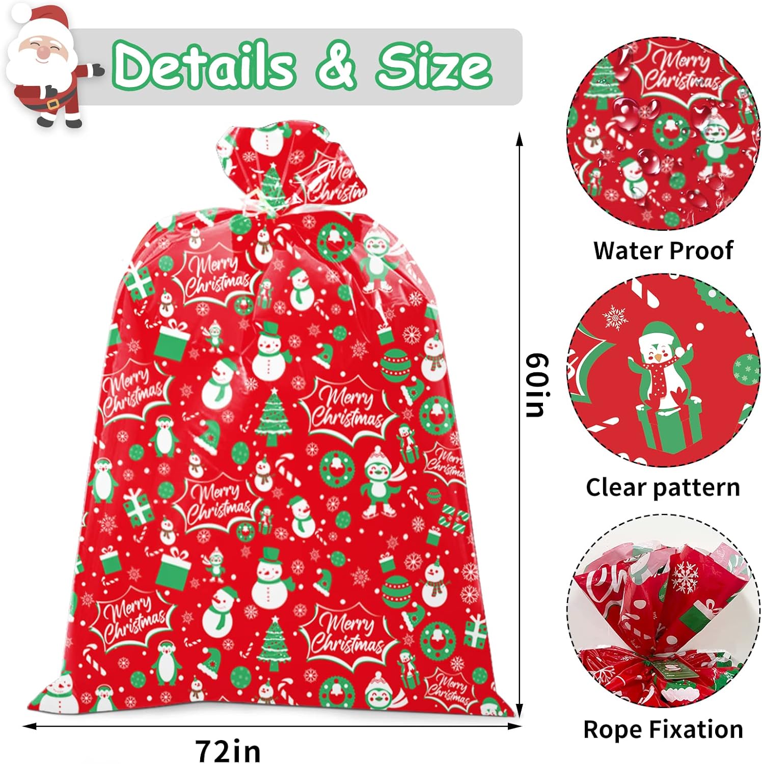 HYmoso Bolsas de regalo de Navidad extragrandes, 4 bolsas de regalo de bicicleta jumbo para regalos de Navidad gigantes de gran tamaño, bolsa de