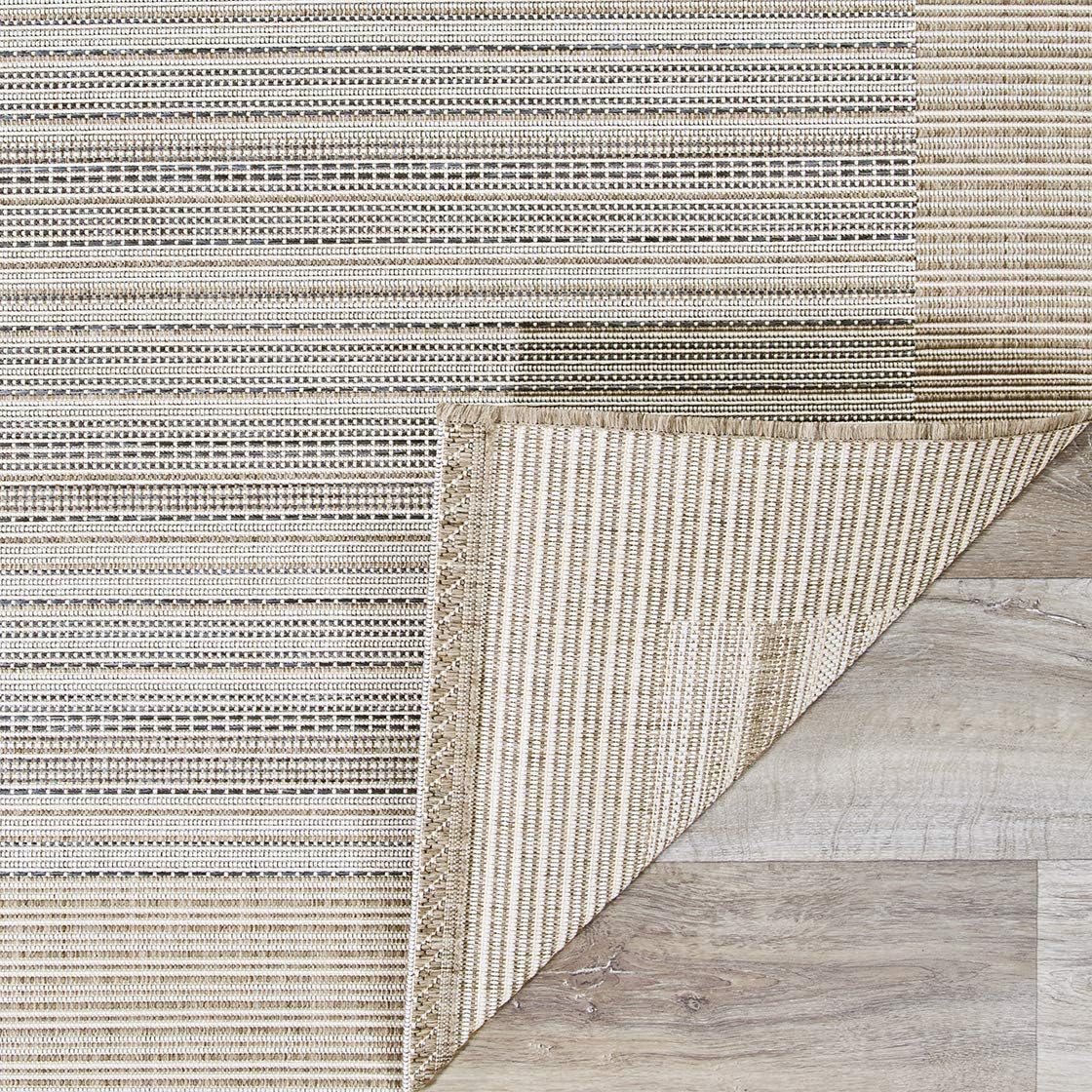 Couristan Mónaco – Alfombra rectangular de 3 pies 9 pulgadas x 5 pies 5 pulgadas, color cacao natural y marfil, lavable con manguera, apta para