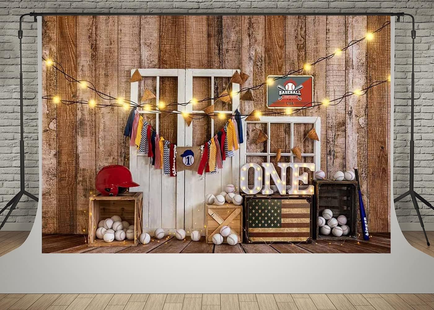 Kate Fondos de fotografía para fiestas temáticas de béisbol, 7×5 pies, decoración de iluminación, fiesta de cumpleaños, estudio fotográfico, fondo