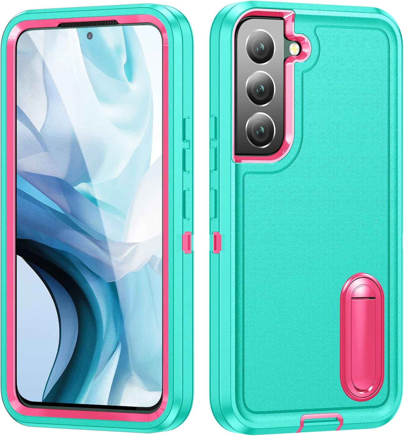 IDweel Funda para Samsung Galaxy S22 con soporte integrado, protección resistente a prueba de golpes, antiarañazos, resistente, duradera, funda