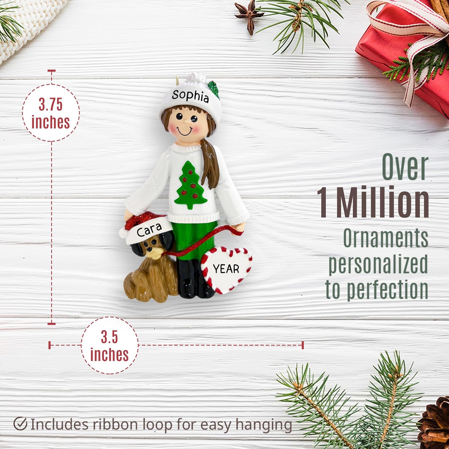 Adornos navideños personalizados para niña con perro 2024  Personalización rápida y gratuita las 24 horas  Nuevas decoraciones de Navidad para