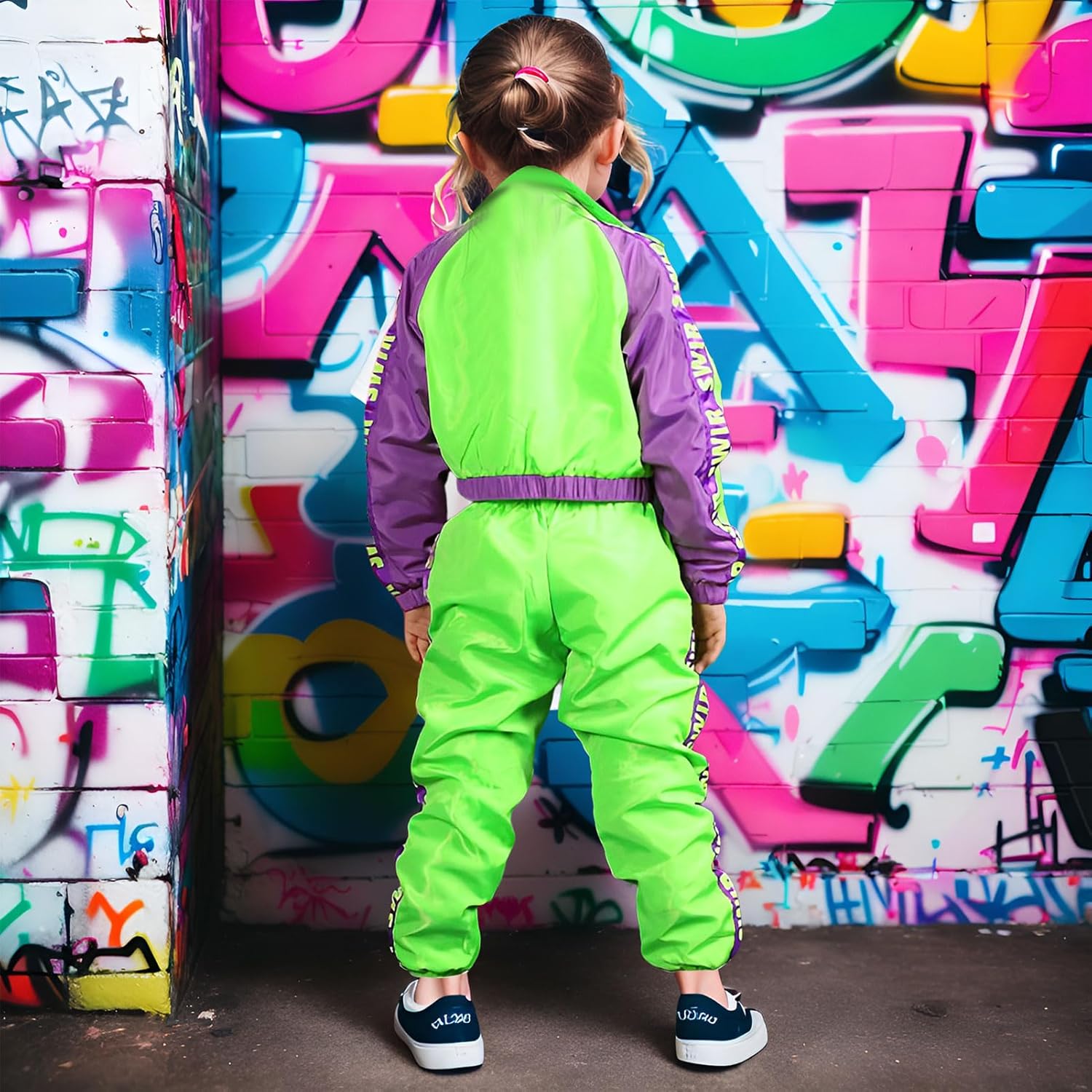 Alaiyaky Disfraz de hip hop para niños y niñas, conjunto de ropa de baile de los años 90, disfraz de K-pop conjunto de pantalón