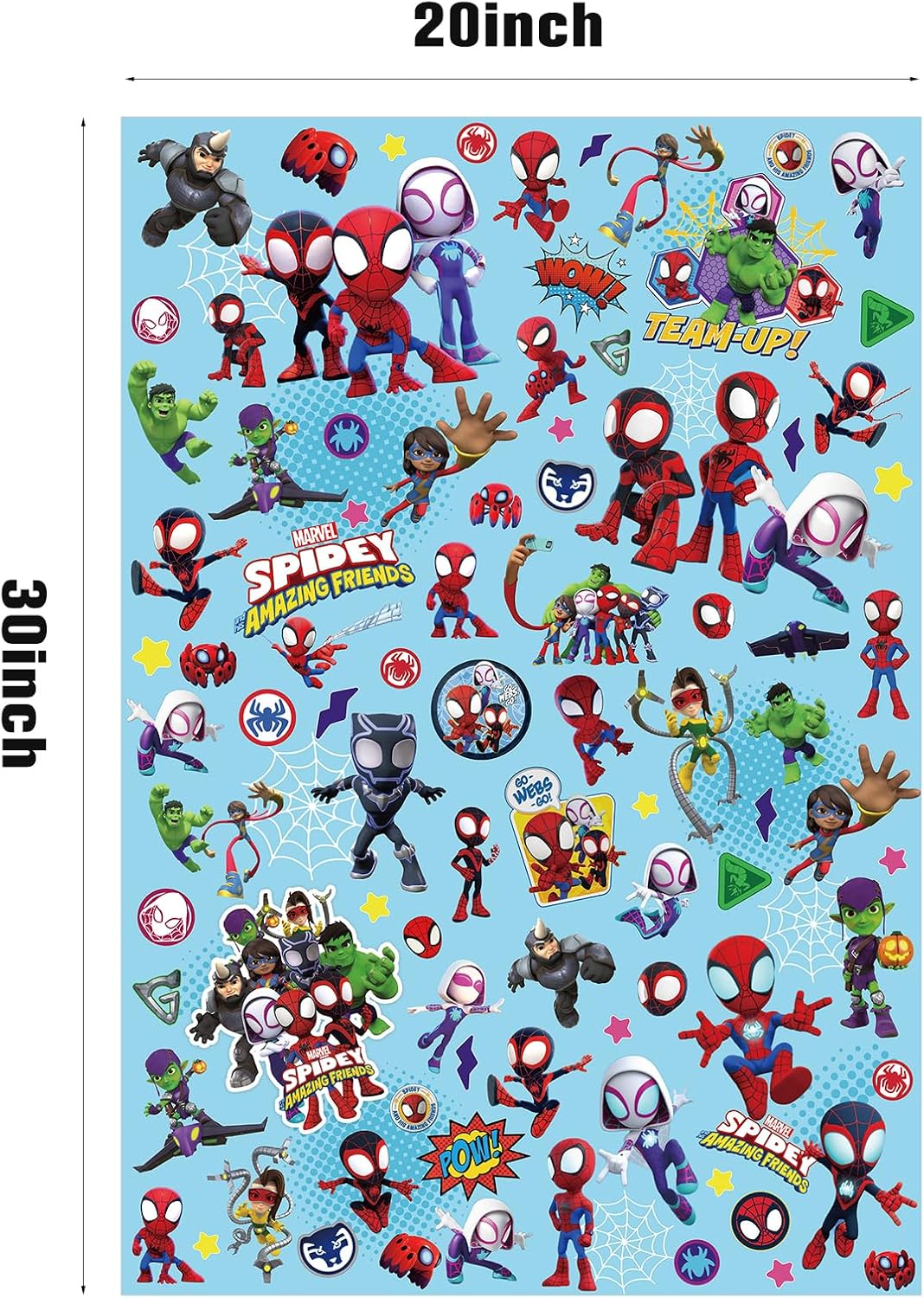 5 piezas de papel de regalo Spidey y sus increíbles amigos, papel de arte a granel plegado plano para baby shower, Spidey y sus increíbles amigos,