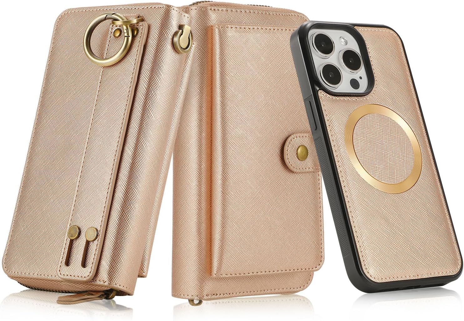 Funda para iPhone 15 Plus compatible con iPhone 15 Plus para mujeres y hombres, funda de piel con cierre de pulseras, cartera de piel con cierre