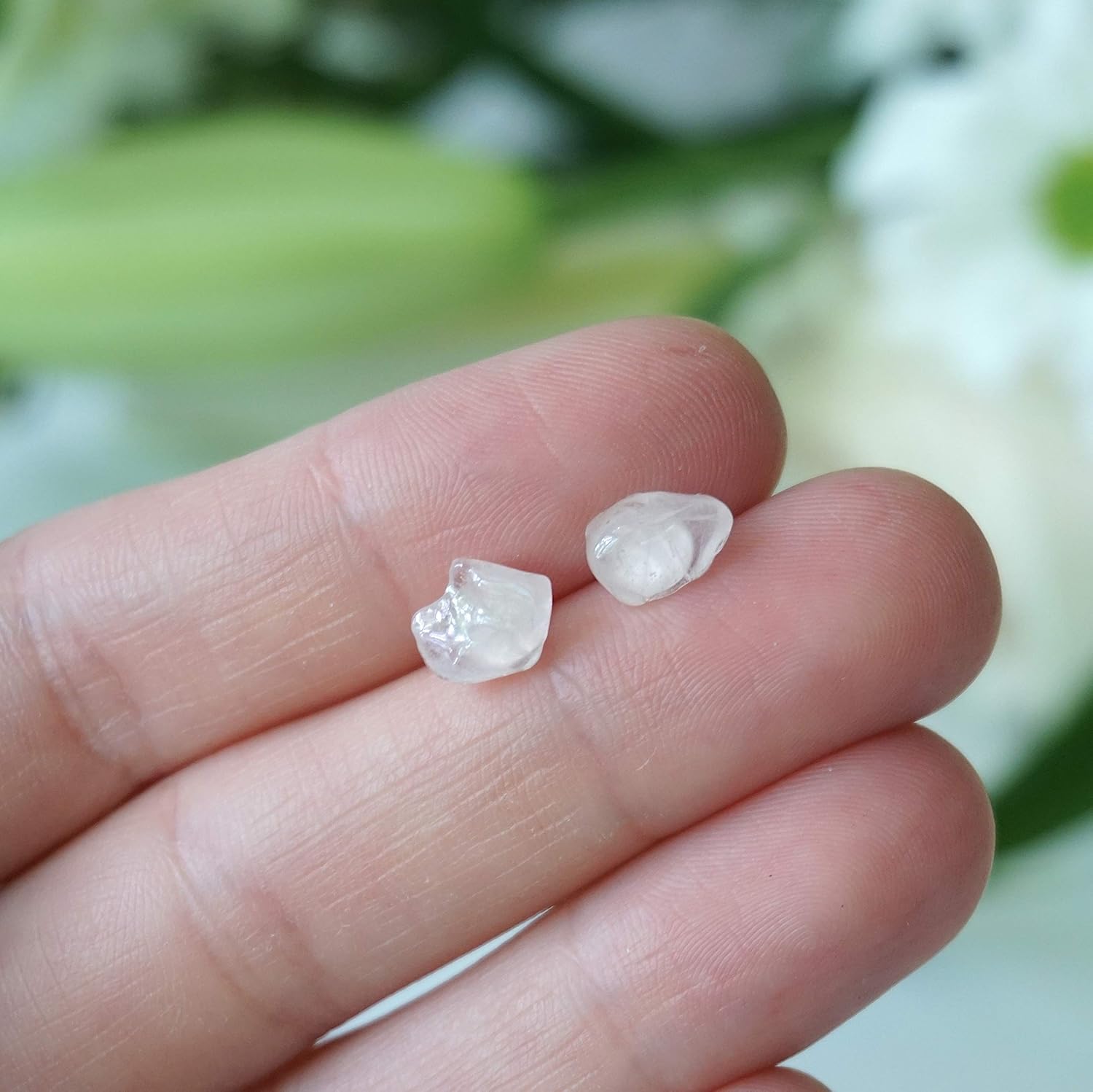 Designs by Nature Gems Handmade Rose Quartz Stud Earrings Sterling Silver, January Birthstone