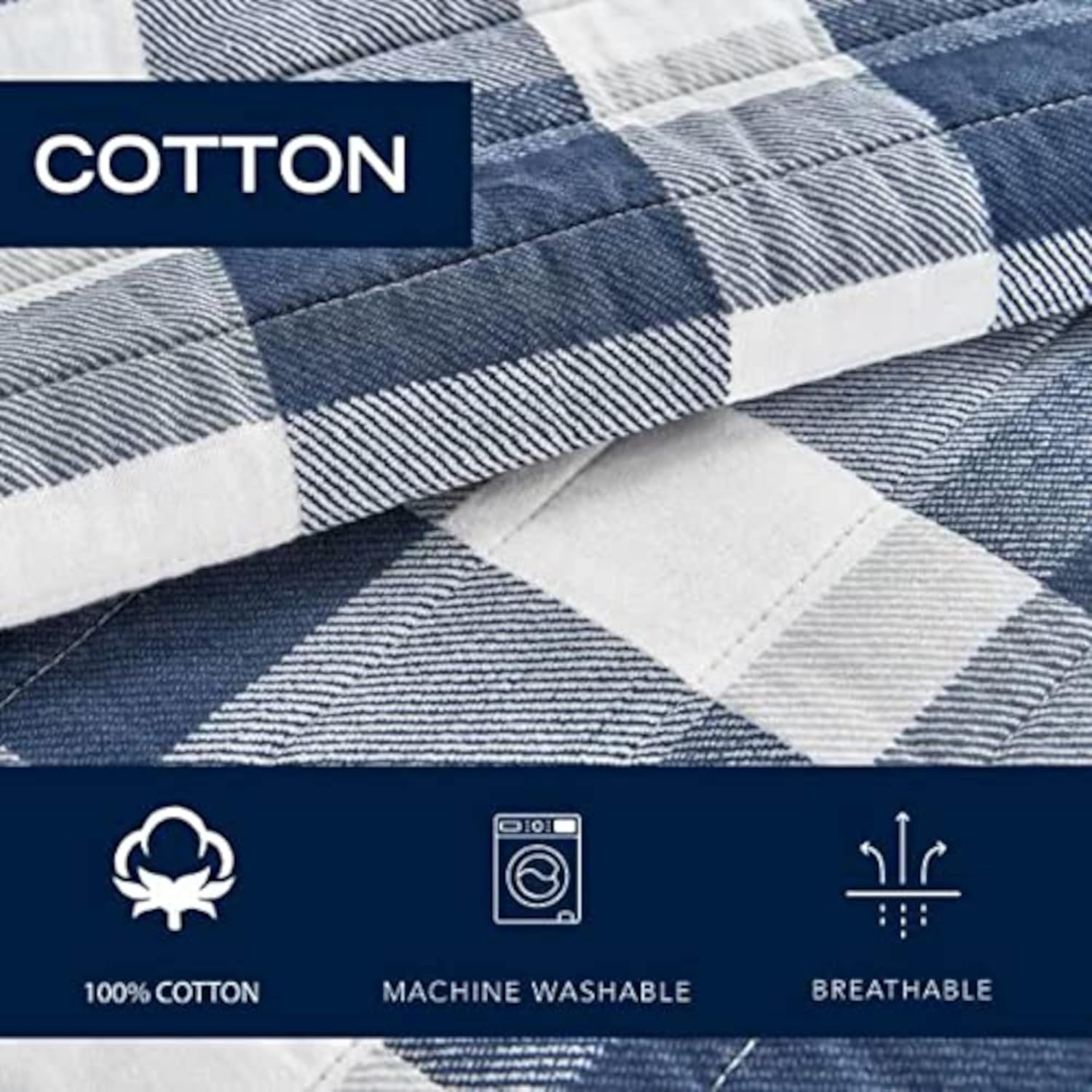 Nautica – Juego de edredón tamaño King, ropa de cama de algodón para todas las estaciones, ligero y reversible (Norridge NavyWhite, King)