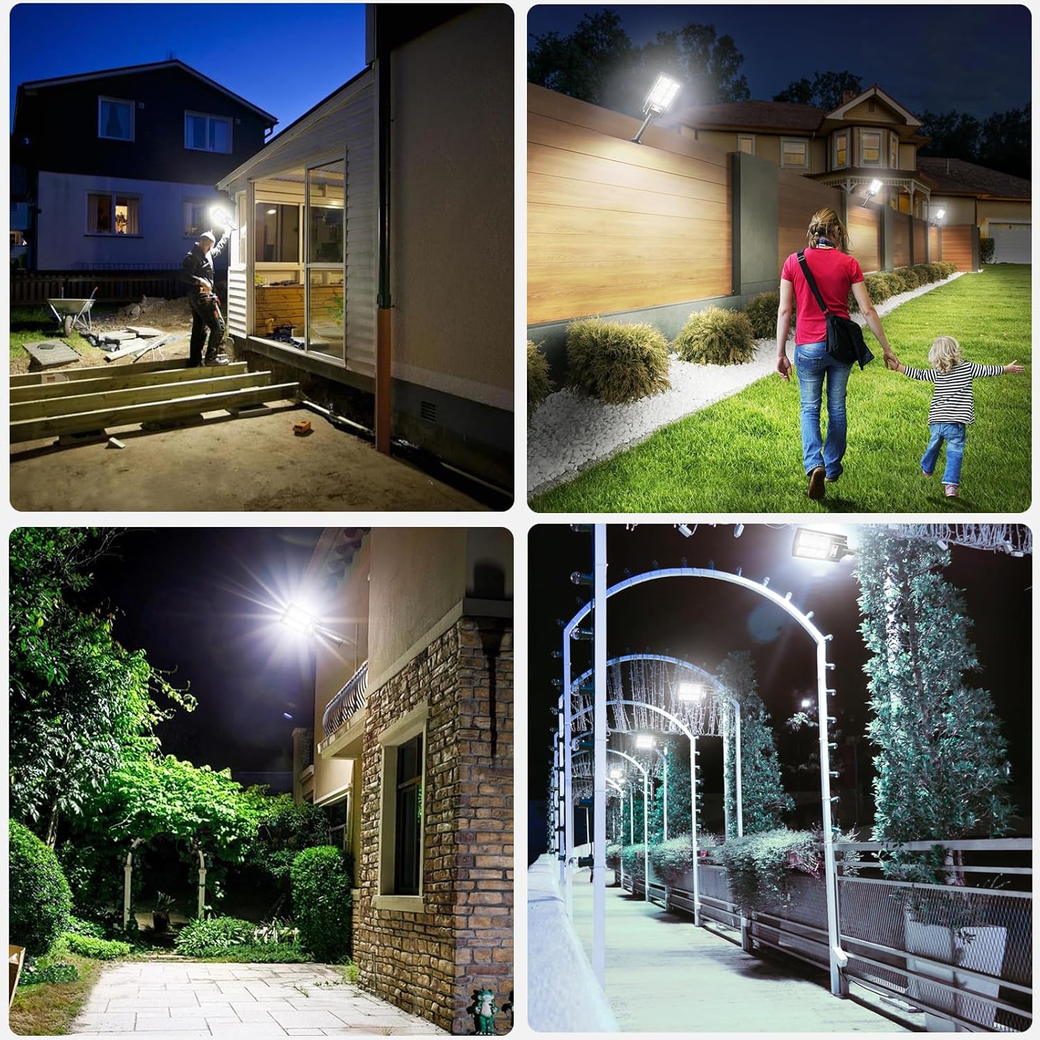 Duewot Luces solares para exteriores, paquete de 2 luces de seguridad con sensor de movimiento de 1000 lúmenes, luces solares impermeables para