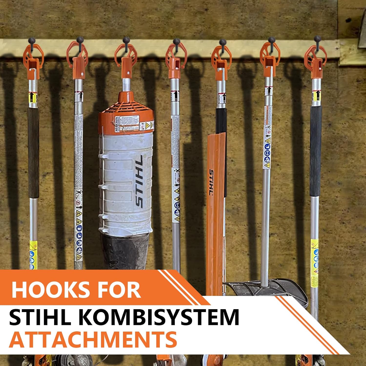 Paquete de 3 ganchos de almacenamiento de garaje resistentes para accesorios Stihl Kombi, organizador de herramientas eléctricas para recortadora de