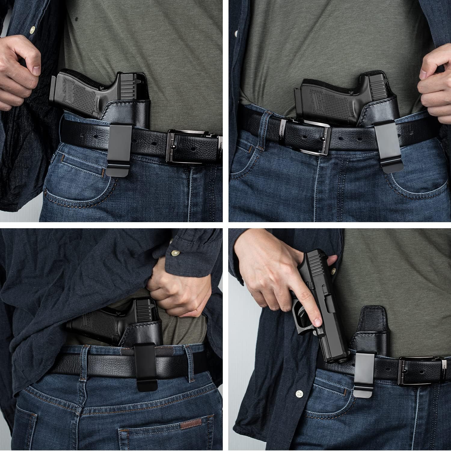 Funda de cuero hecha a mano para Glock 1919X233245, cintura interior oculta, funda IWB para G19 (Gen 345), mano derecha, funda de cuero de grano
