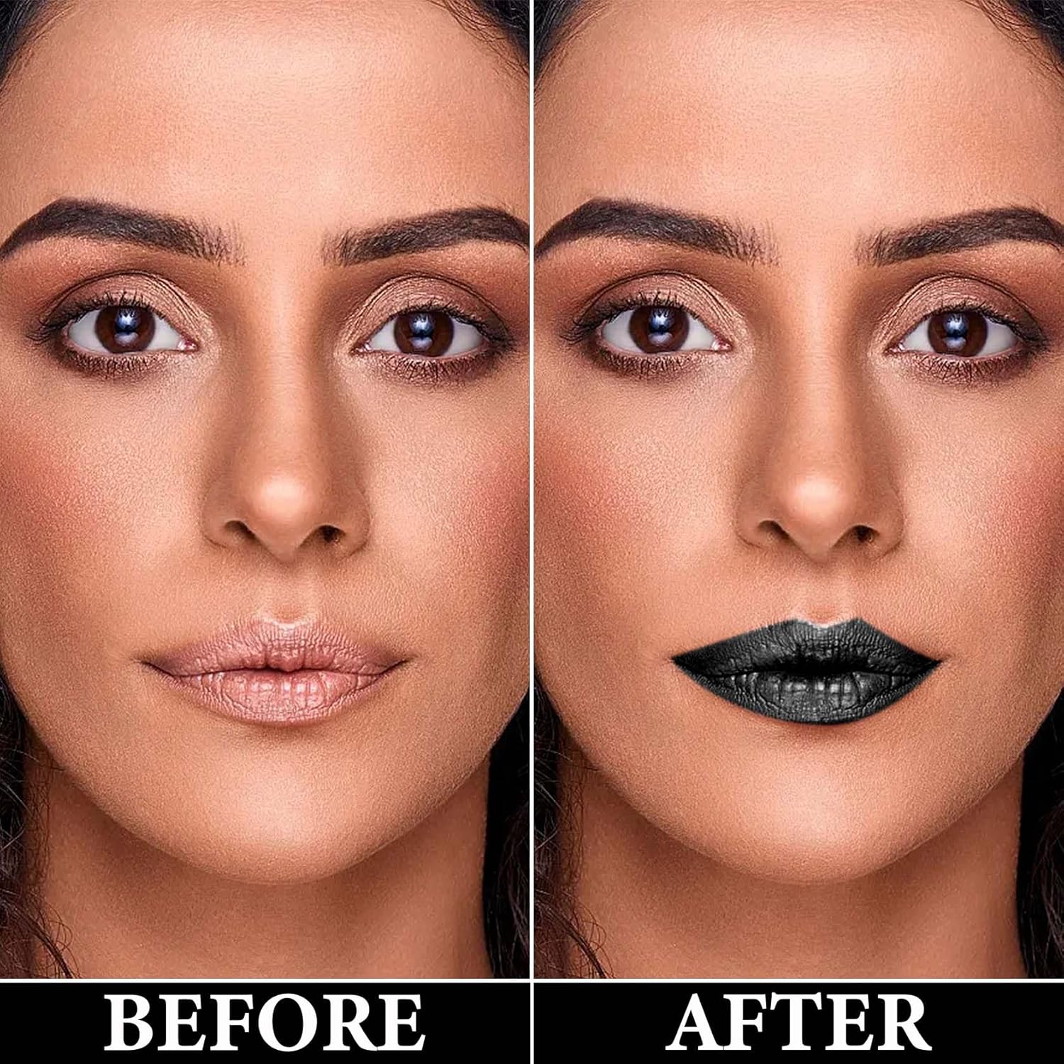 Juego de 2 delineadores de labios y lápiz labial, kit de brillo de labios de terciopelo pigmentado, juego de delineadores de labios negro mate,